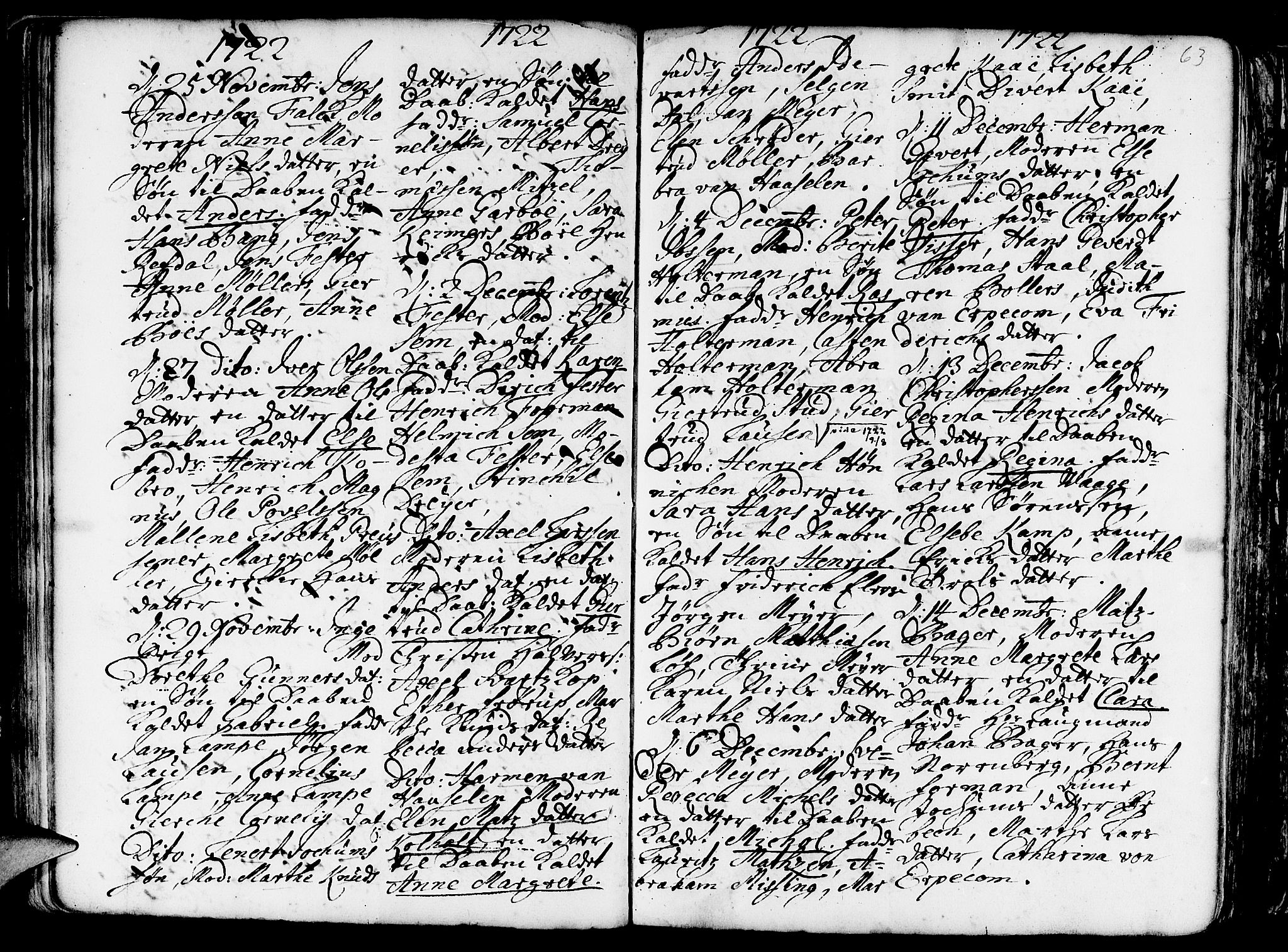 Nykirken Sokneprestembete, AV/SAB-A-77101/H/Haa/L0003: Parish register (official) no. A 3, 1717-1764, p. 63