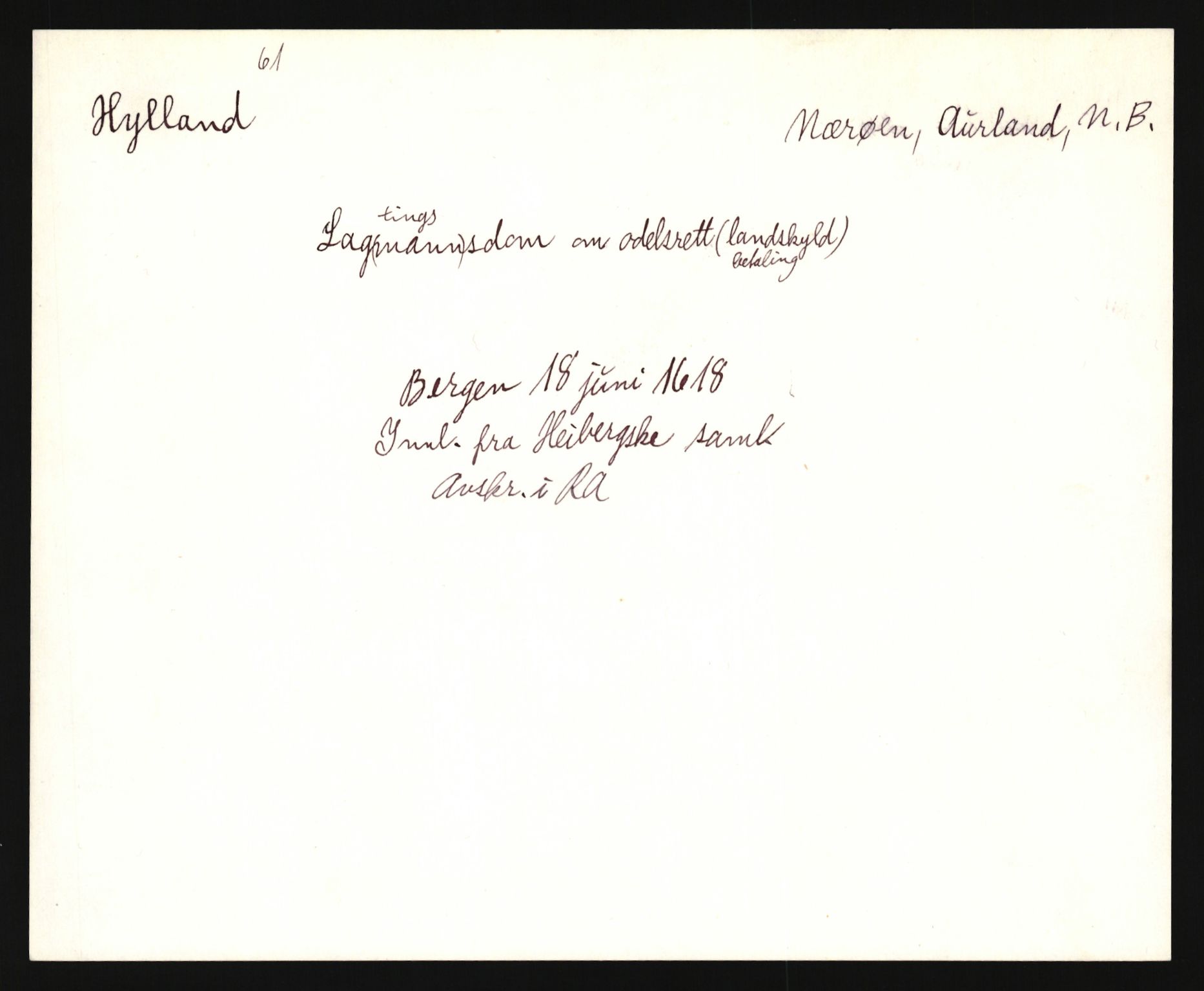 Riksarkivets diplomsamling, AV/RA-EA-5965/F35/F35e/L0030: Registreringssedler Sogn og Fjordane, 1400-1700, p. 213