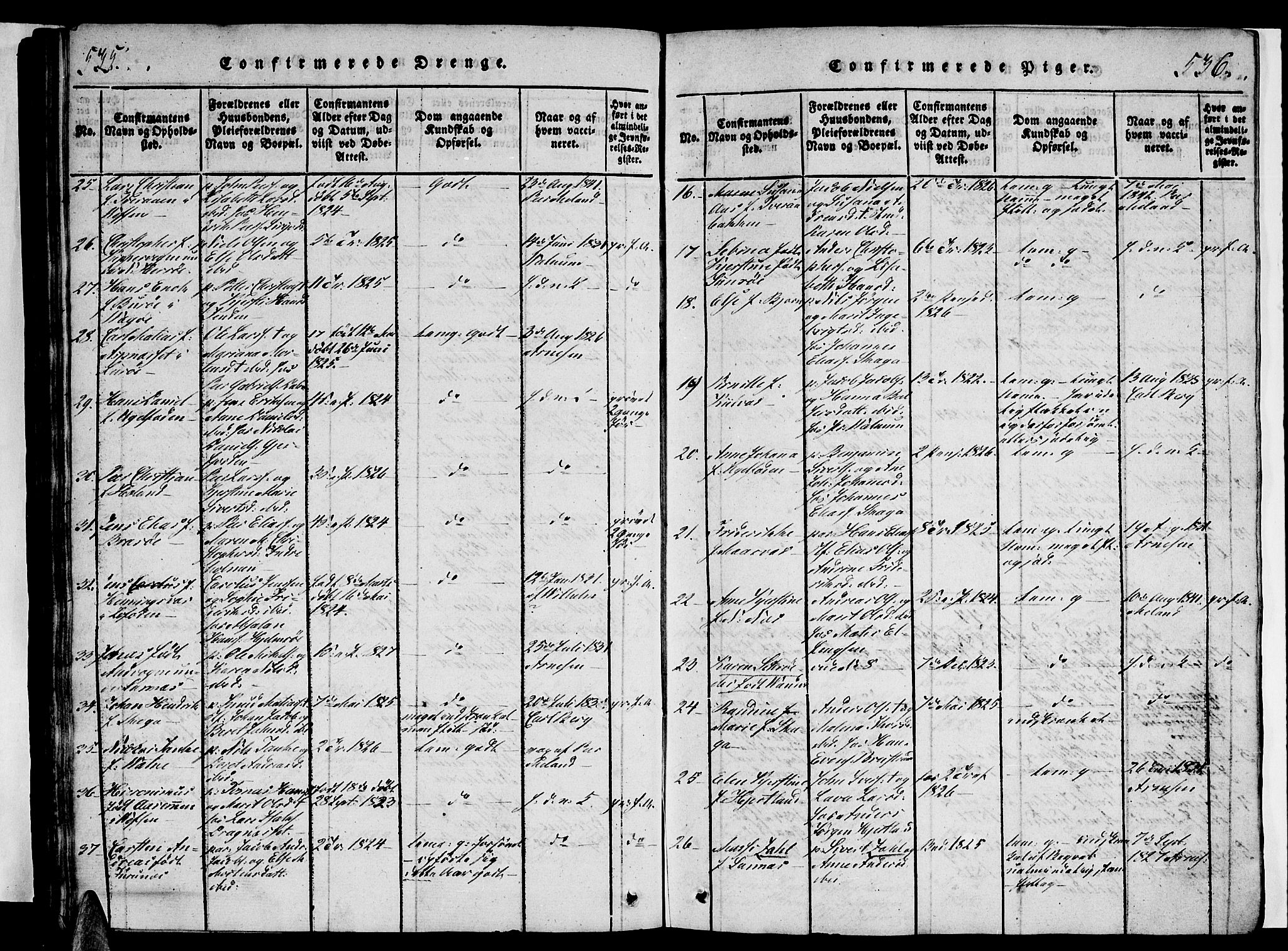 Ministerialprotokoller, klokkerbøker og fødselsregistre - Nordland, AV/SAT-A-1459/834/L0510: Parish register (copy) no. 834C01, 1820-1847, p. 535-536