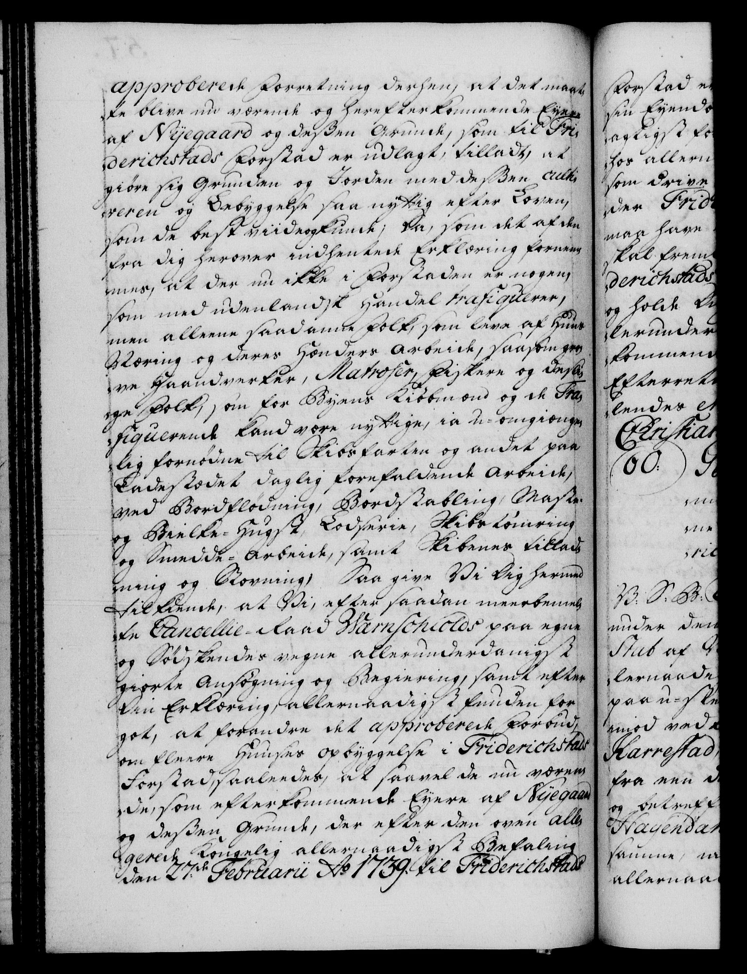 Danske Kanselli 1572-1799, AV/RA-EA-3023/F/Fc/Fca/Fcab/L0031: Norske tegnelser, 1746-1748, p. 57b