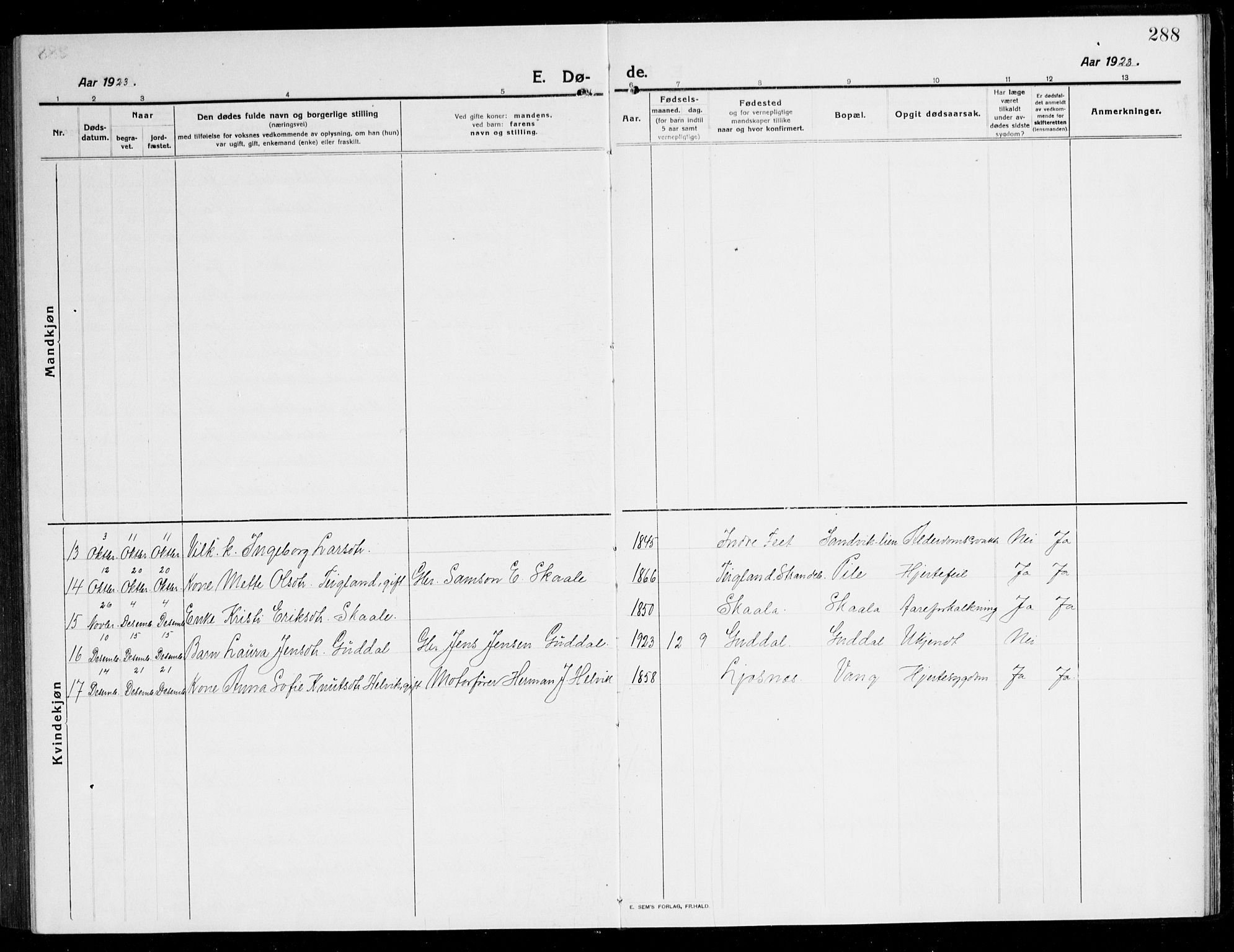 Kvinnherad sokneprestembete, SAB/A-76401/H/Hab: Parish register (copy) no. A 3, 1911-1945, p. 288