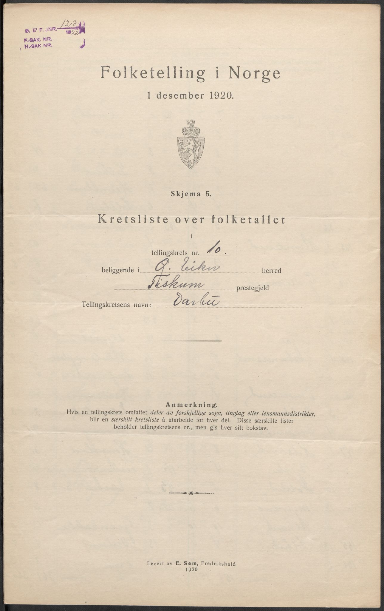 SAKO, 1920 census for Øvre Eiker, 1920, p. 46