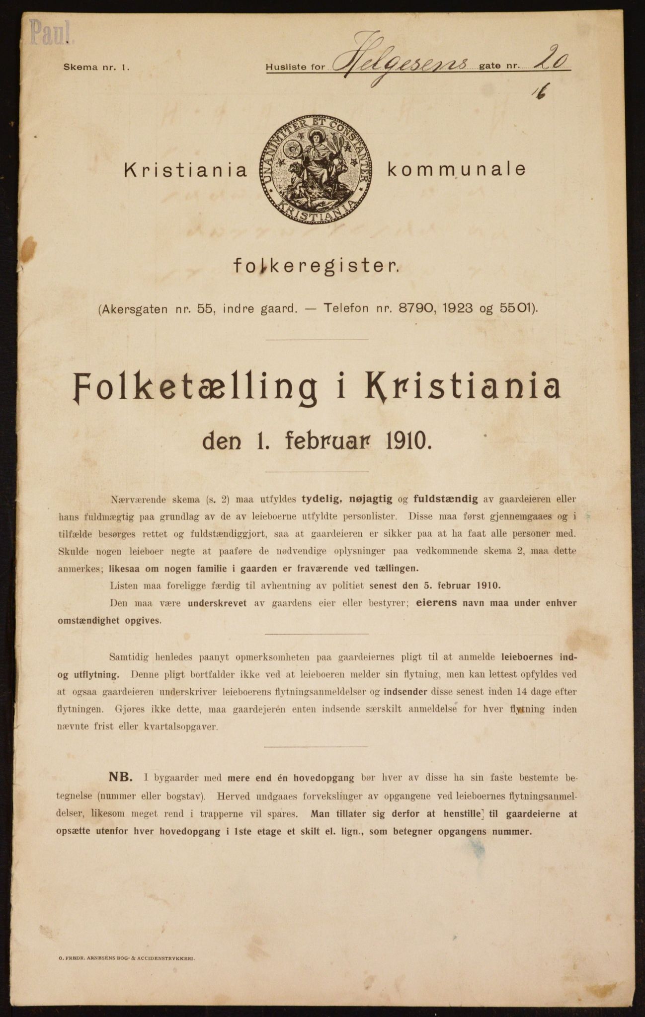 OBA, Municipal Census 1910 for Kristiania, 1910, p. 36640