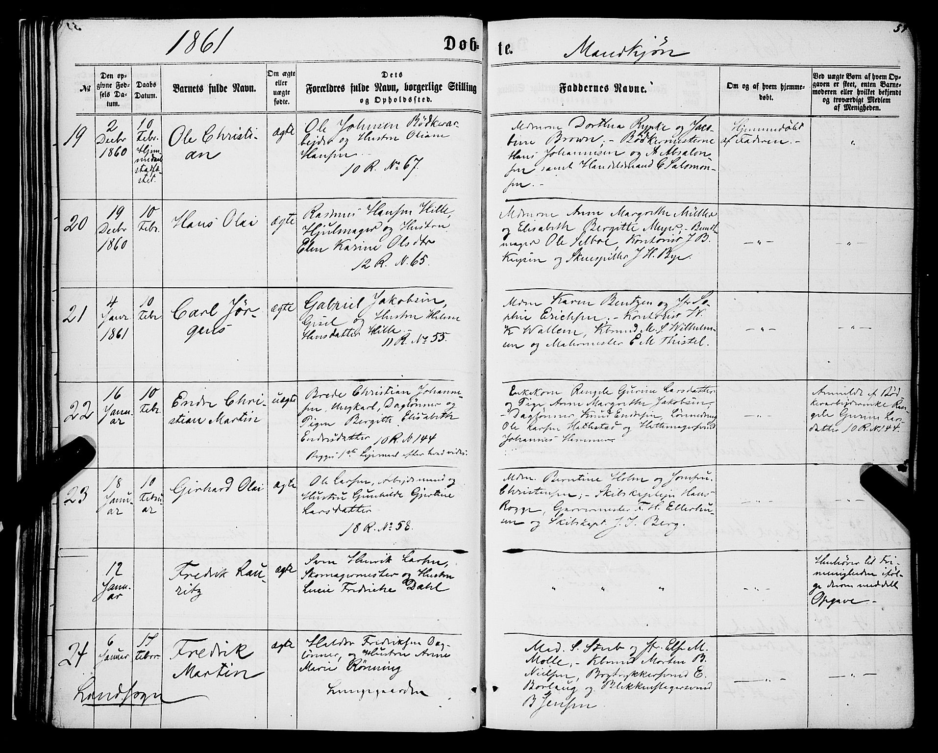 Domkirken sokneprestembete, AV/SAB-A-74801/H/Haa/L0021: Parish register (official) no. B 4, 1859-1871, p. 54