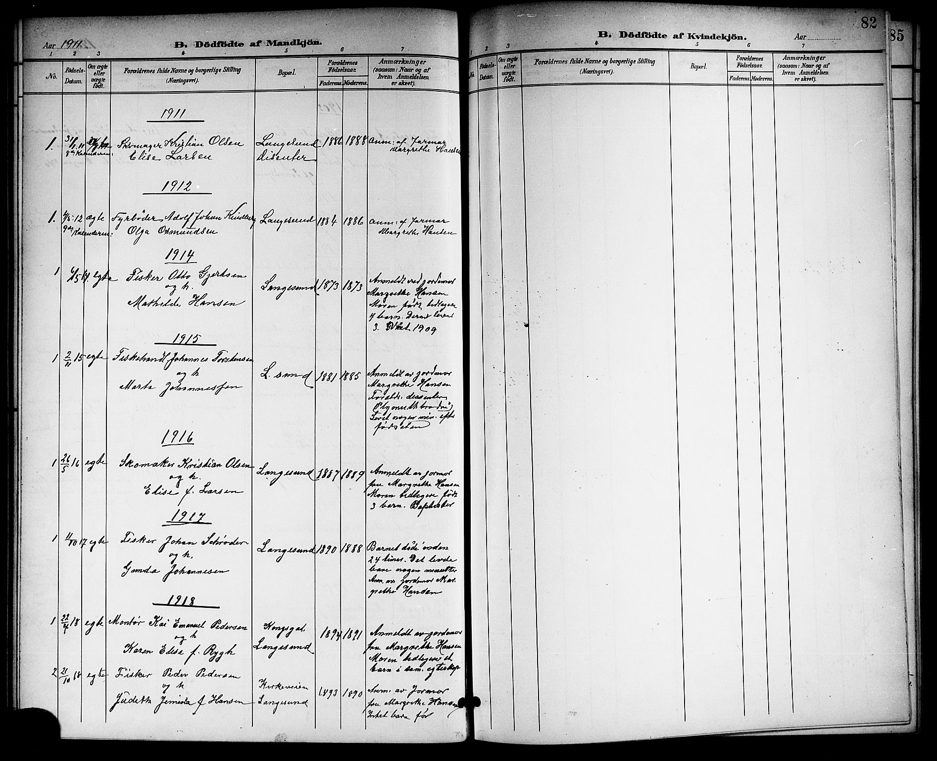 Langesund kirkebøker, SAKO/A-280/G/Ga/L0006: Parish register (copy) no. 6, 1899-1918, p. 82
