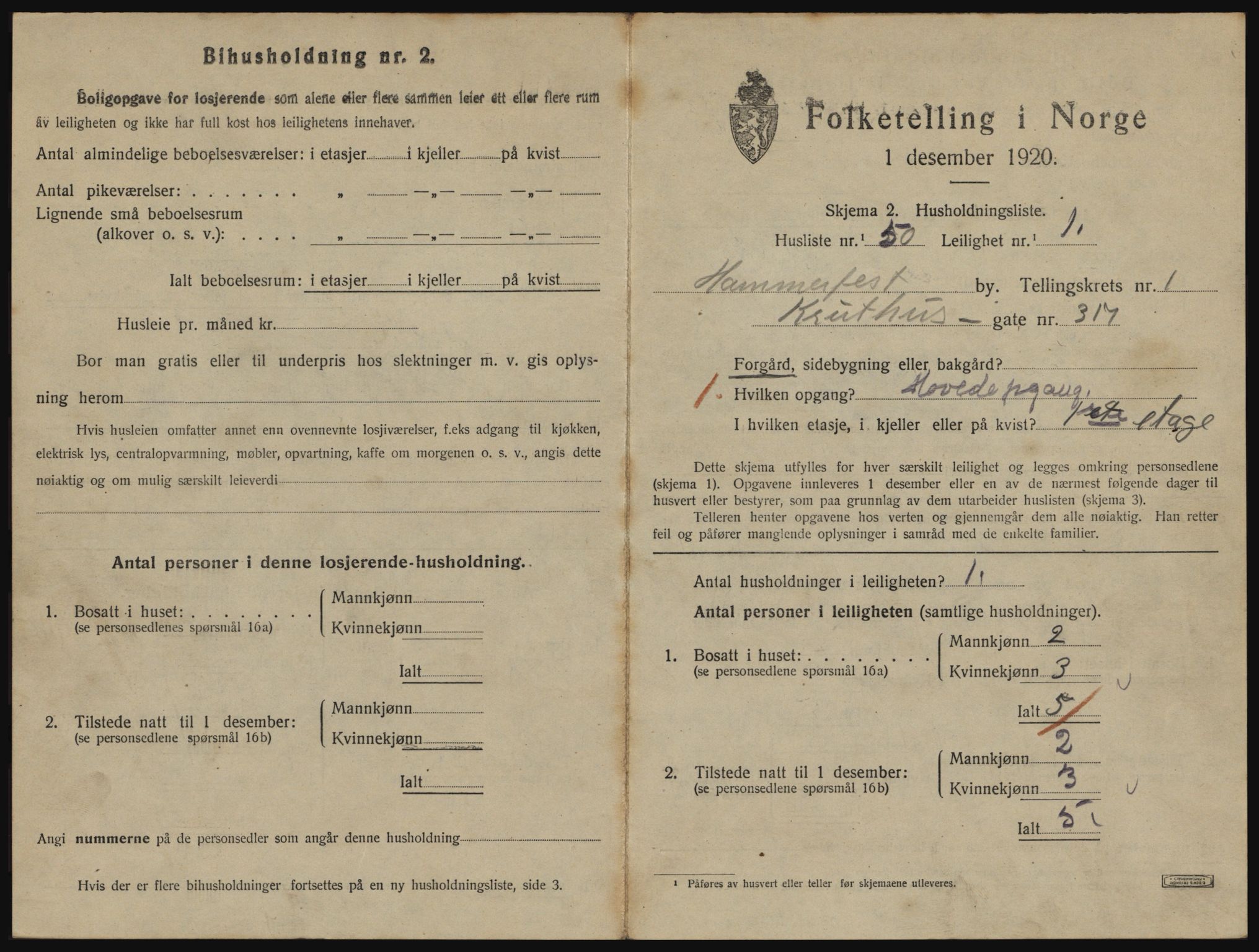 SATØ, 1920 census for Hammerfest, 1920, p. 1178