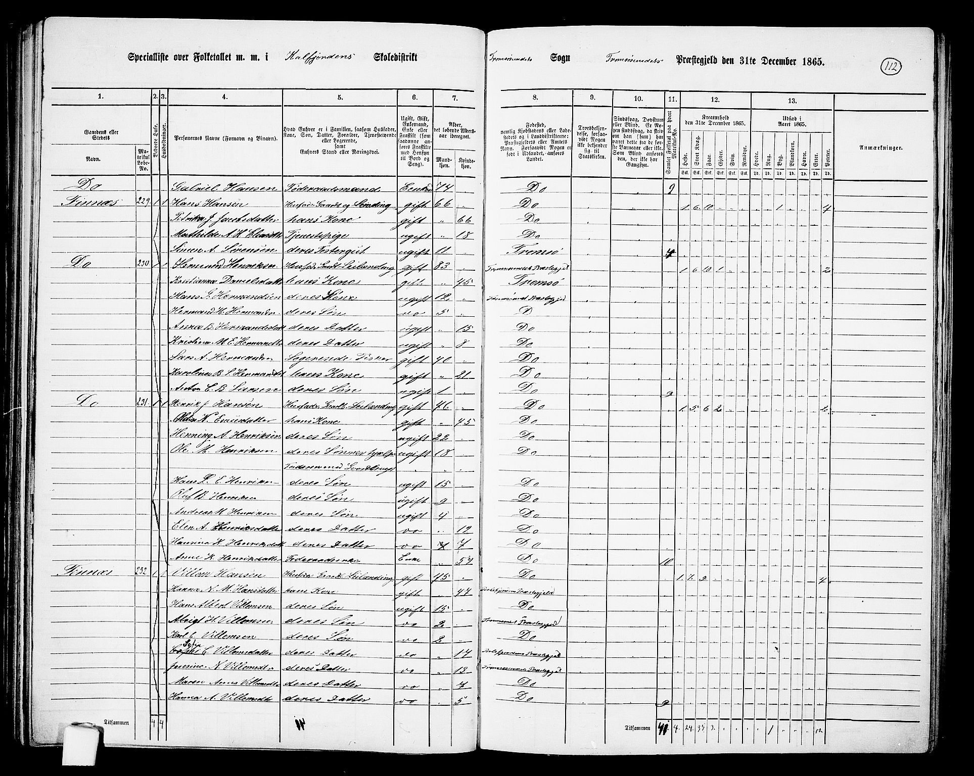 RA, 1865 census for Tromsøysund, 1865, p. 96