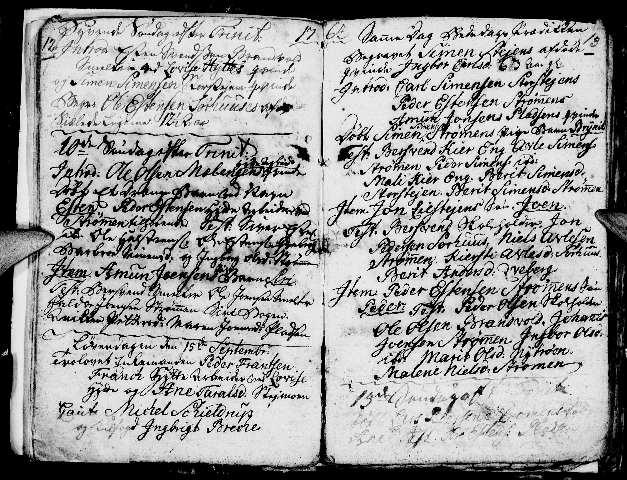 Tynset prestekontor, SAH/PREST-058/H/Ha/Haa/L0007: Parish register (official) no. 7, 1764-1769, p. 12-13