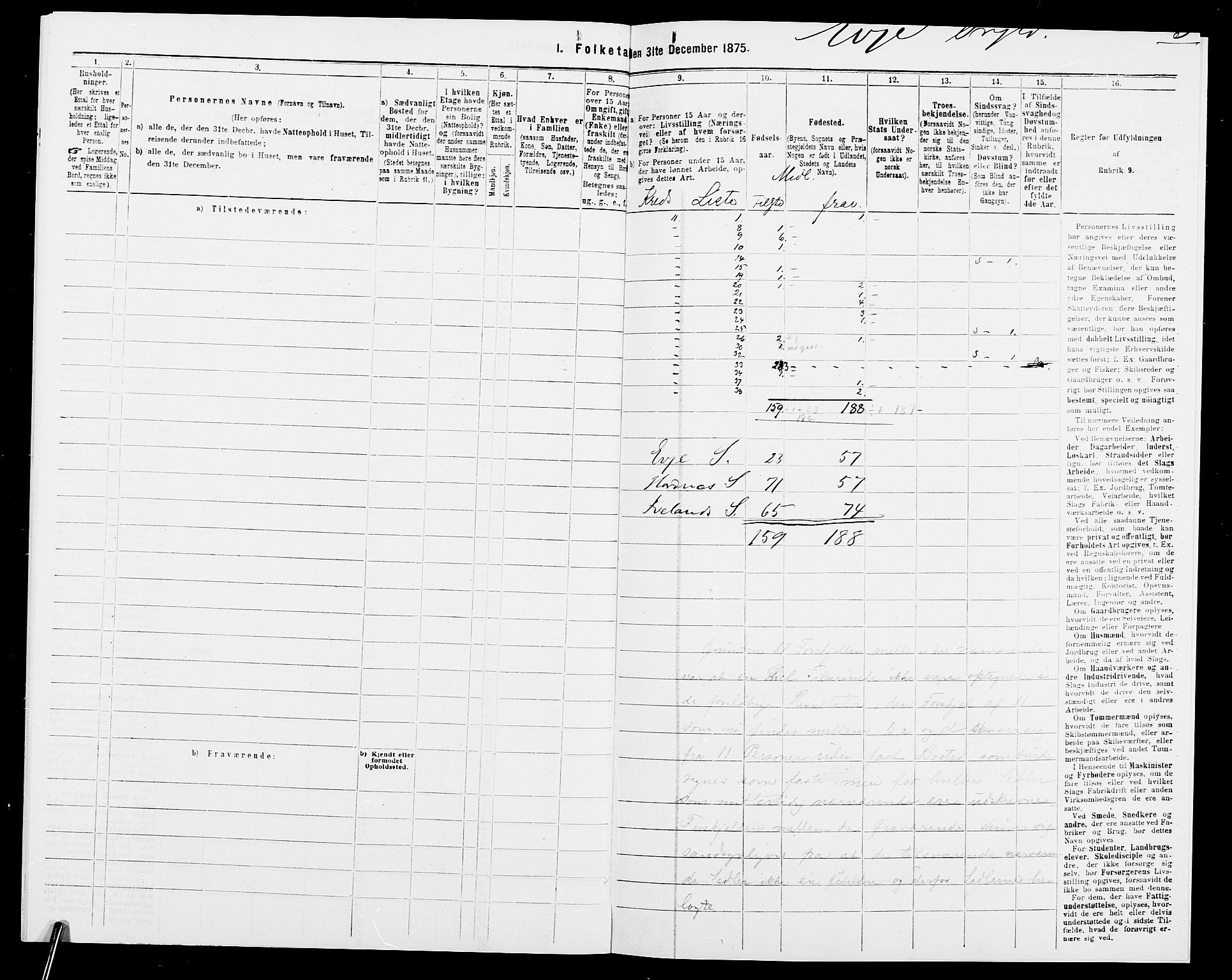 SAK, 1875 census for 0934P Evje, 1875, p. 18