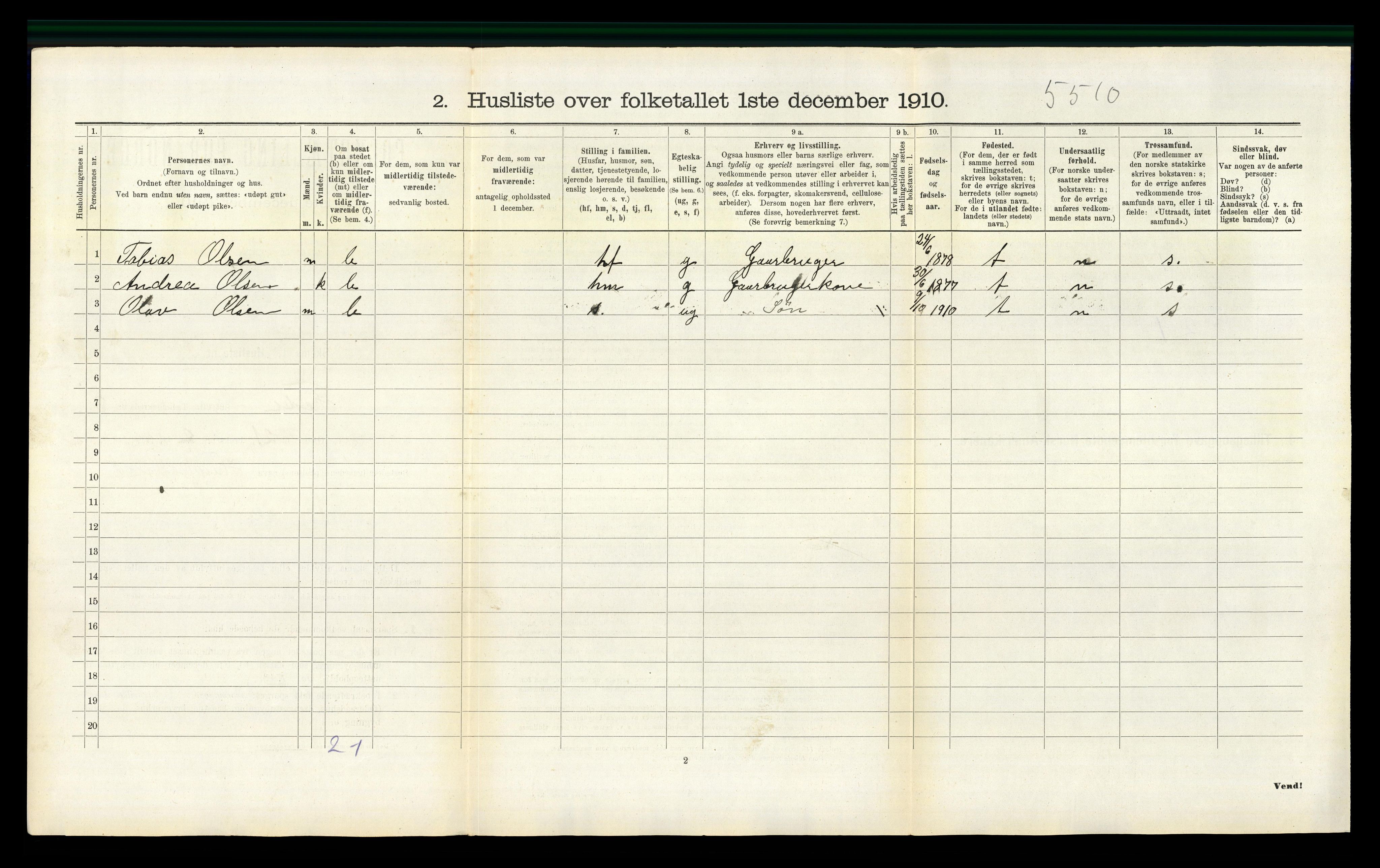 RA, 1910 census for Feda, 1910, p. 328