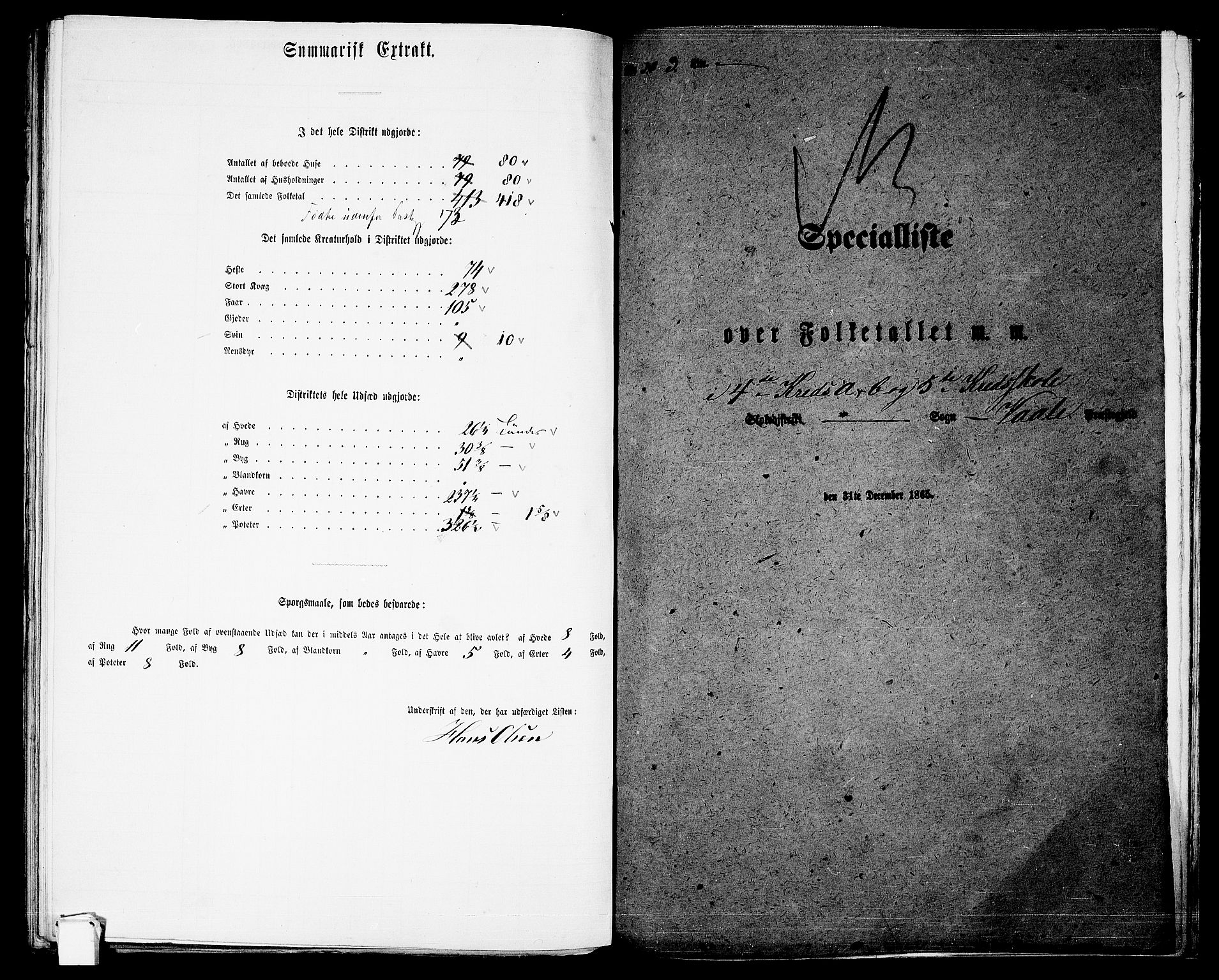 RA, 1865 census for Våle, 1865, p. 43