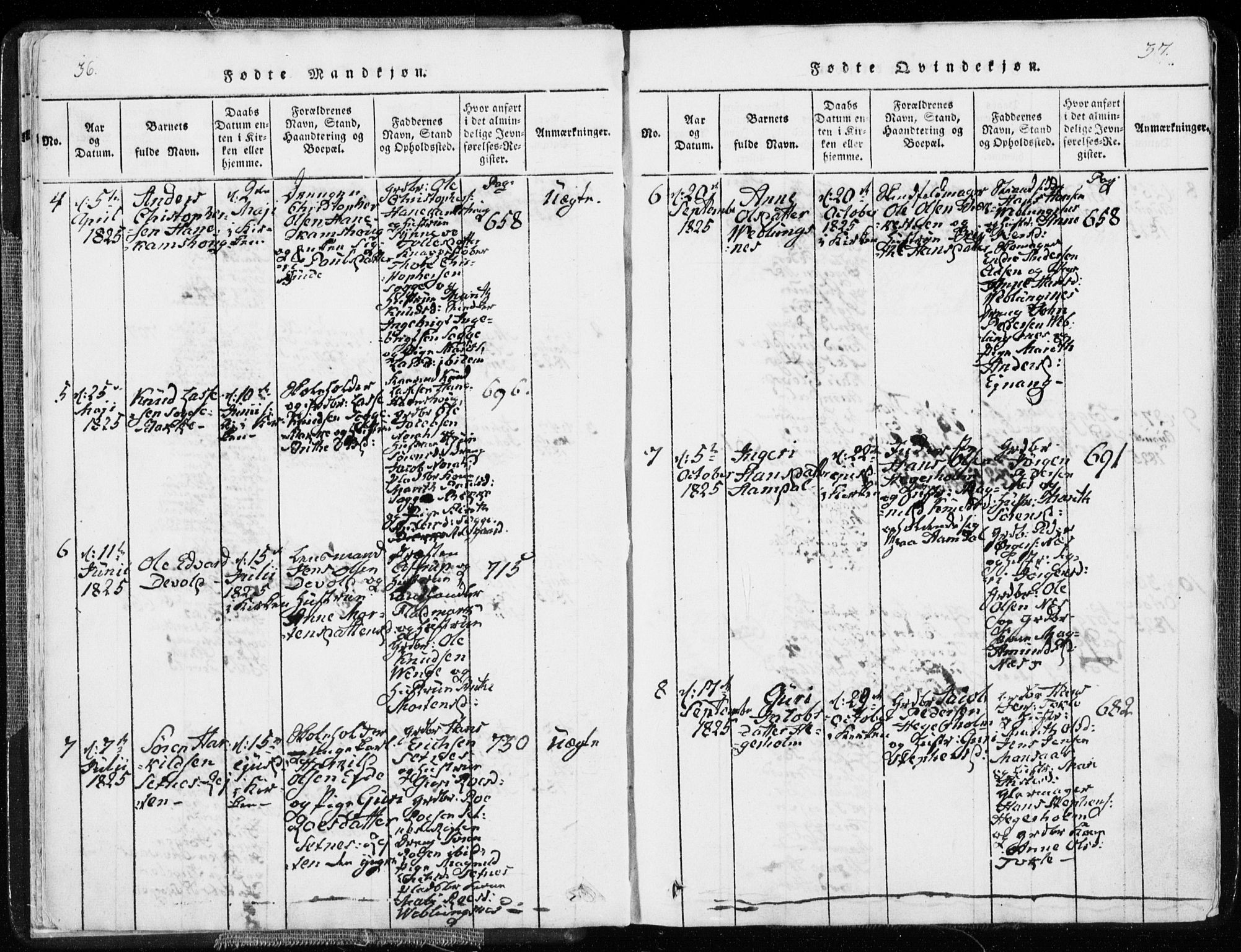 Ministerialprotokoller, klokkerbøker og fødselsregistre - Møre og Romsdal, AV/SAT-A-1454/544/L0571: Parish register (official) no. 544A04, 1818-1853, p. 36-37