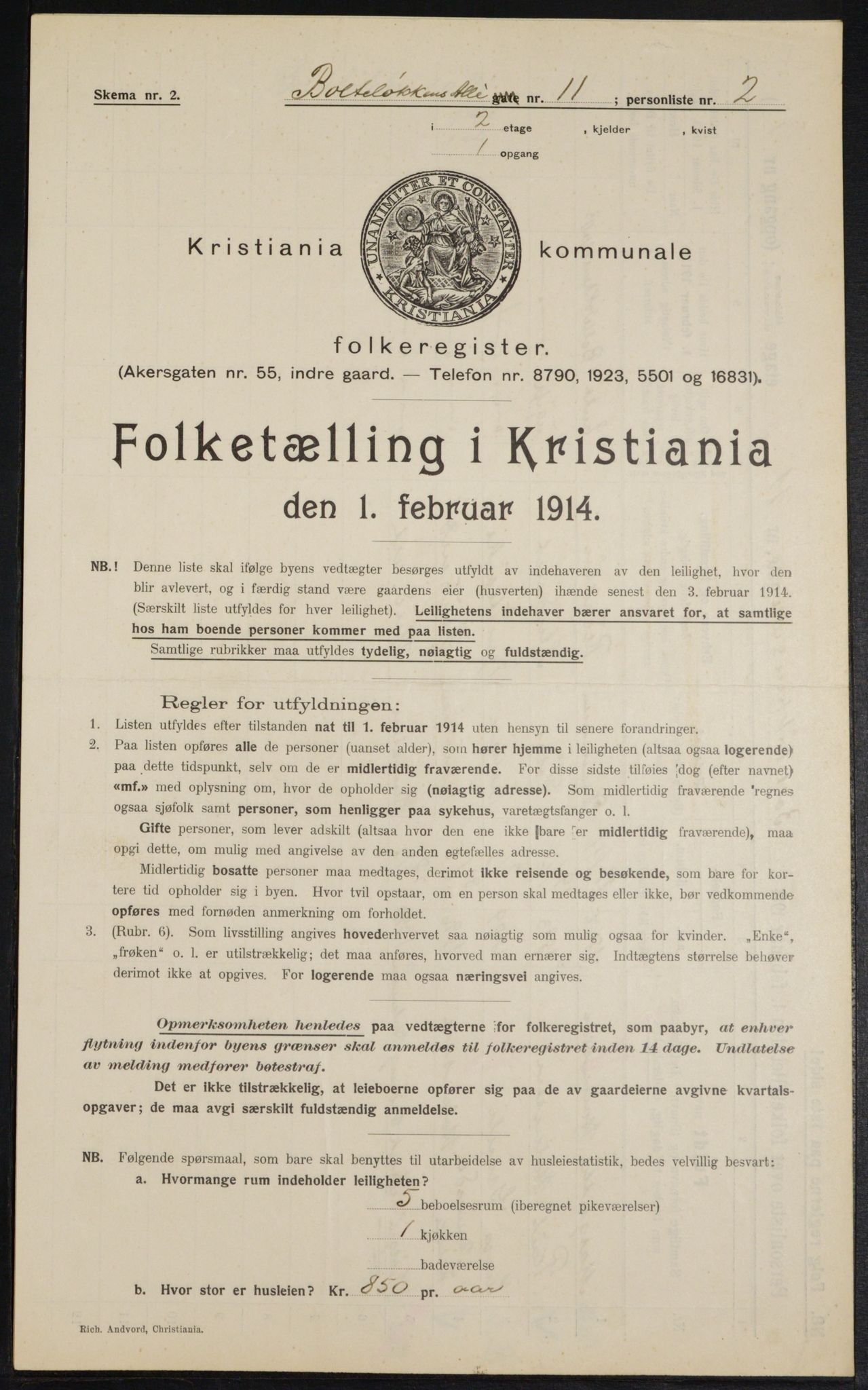 OBA, Municipal Census 1914 for Kristiania, 1914, p. 7692