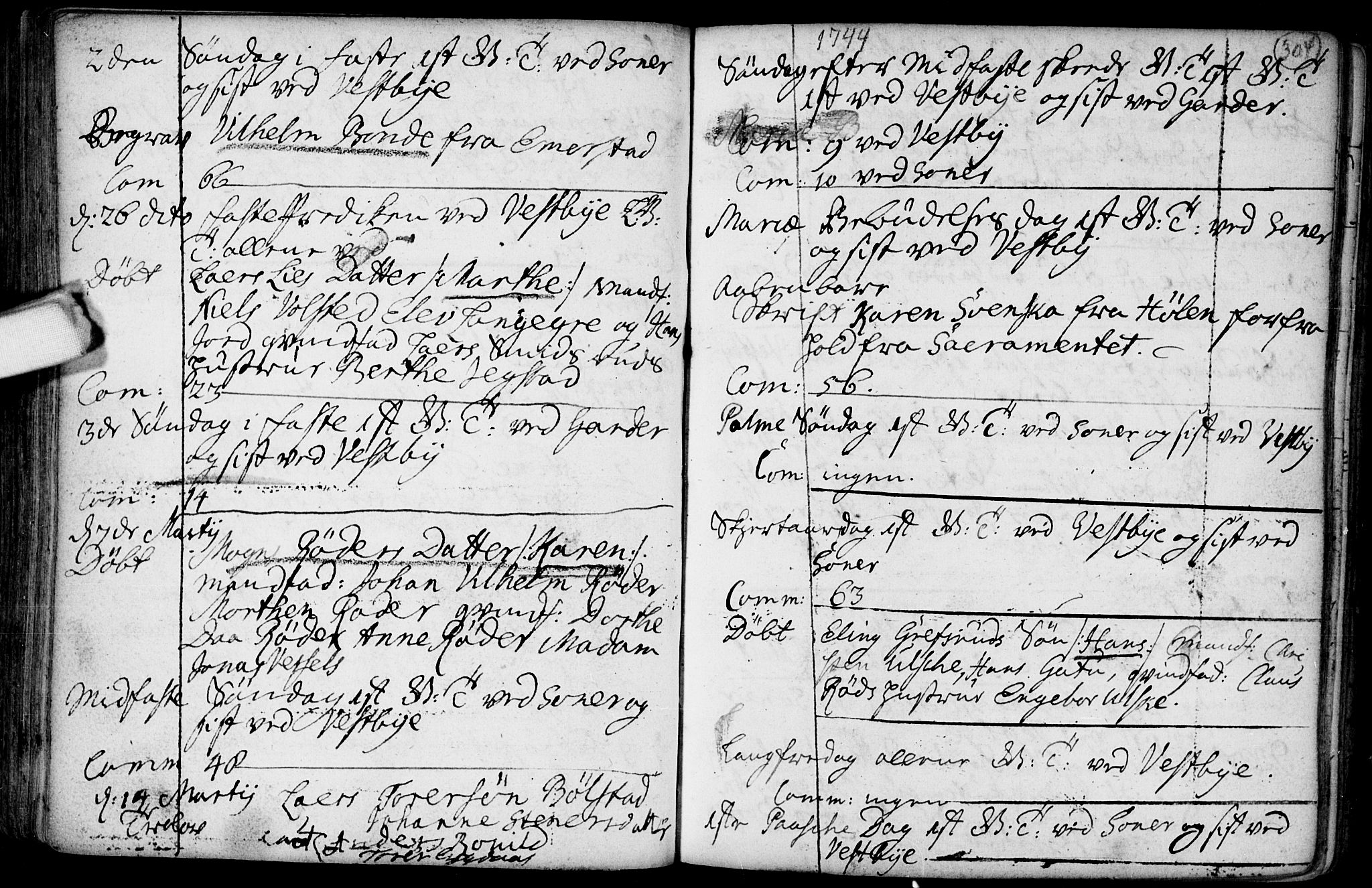 Vestby prestekontor Kirkebøker, AV/SAO-A-10893/F/Fa/L0001.b: Parish register (official) no. I 1B, 1714-1759, p. 304