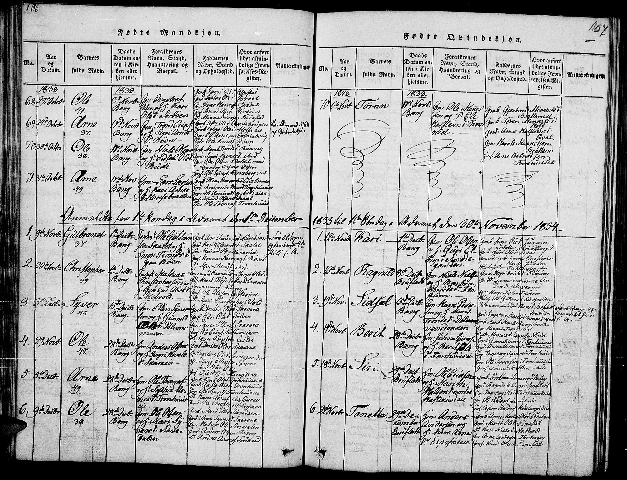 Sør-Aurdal prestekontor, SAH/PREST-128/H/Ha/Hab/L0002: Parish register (copy) no. 2, 1826-1840, p. 106-107