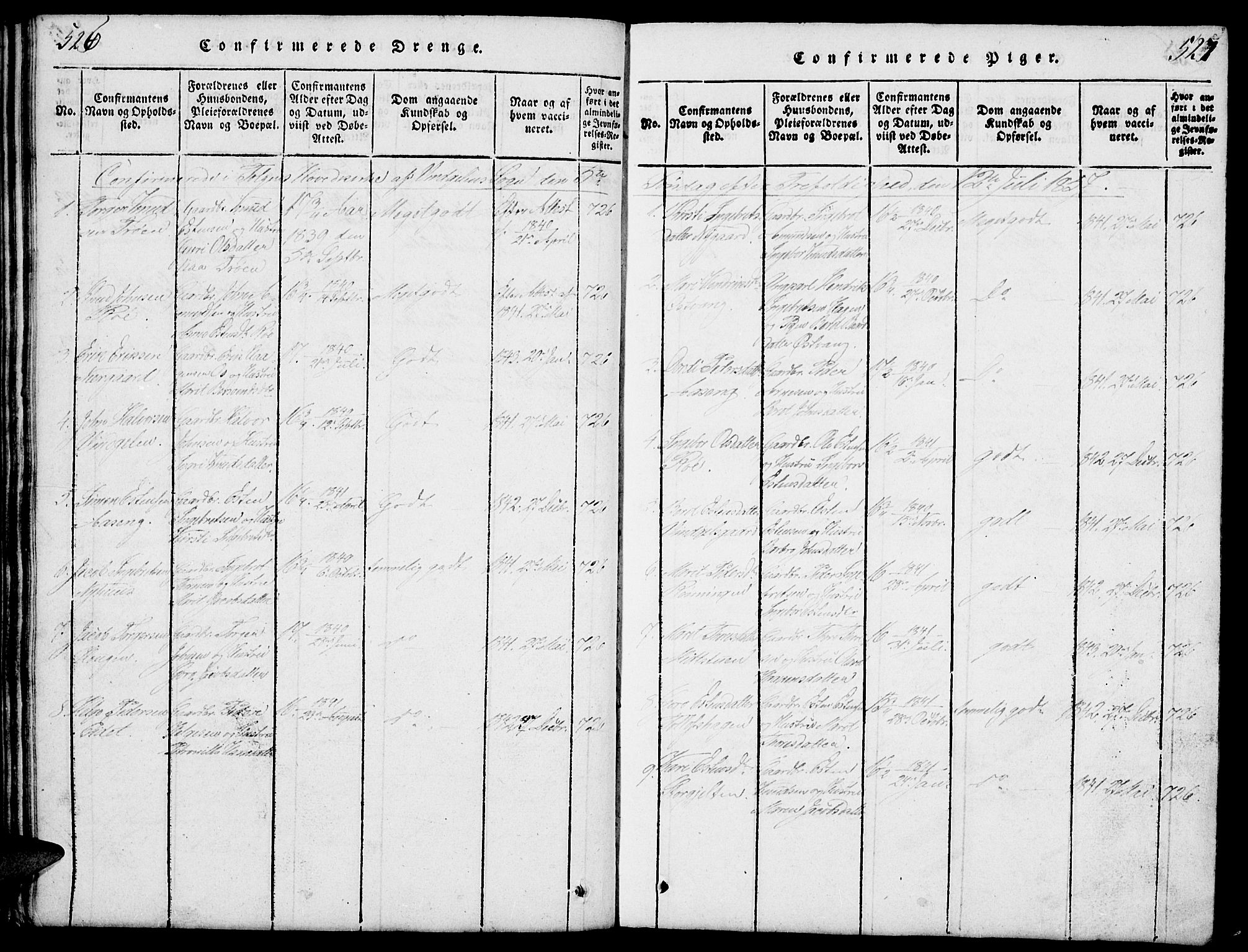 Tolga prestekontor, SAH/PREST-062/L/L0003: Parish register (copy) no. 3, 1815-1862, p. 526-527