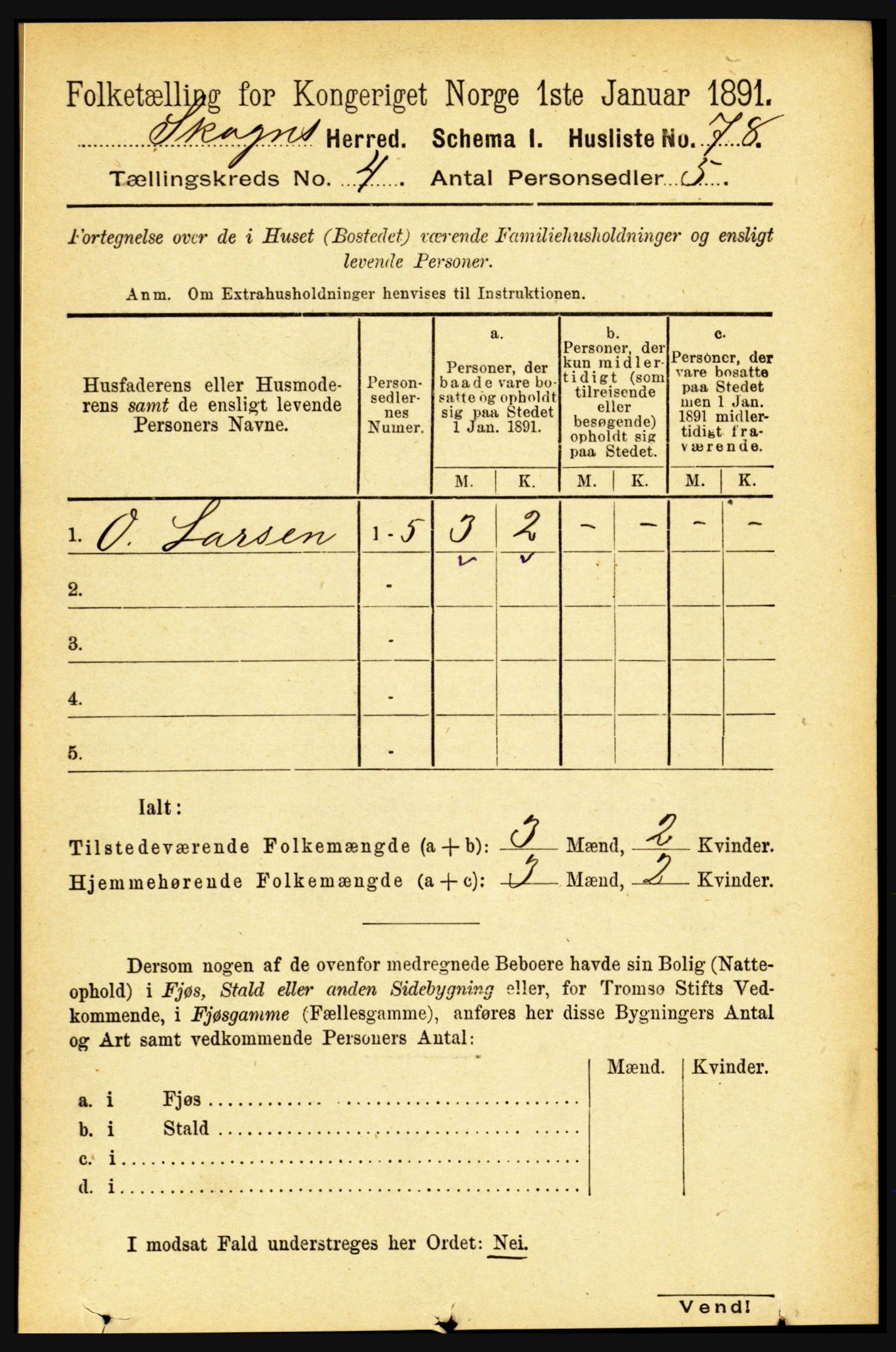 RA, 1891 census for 1719 Skogn, 1891, p. 2345