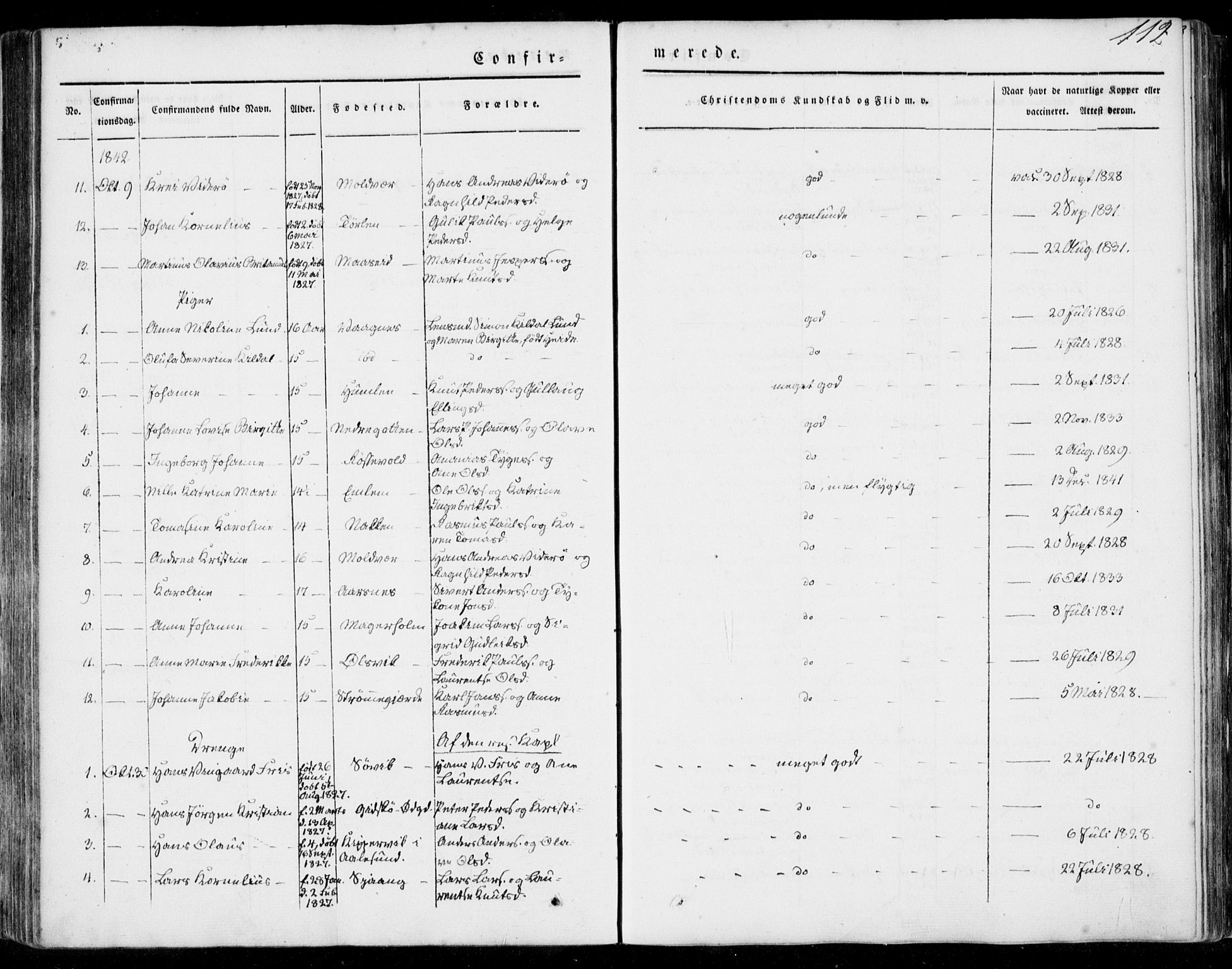 Ministerialprotokoller, klokkerbøker og fødselsregistre - Møre og Romsdal, AV/SAT-A-1454/528/L0396: Parish register (official) no. 528A07, 1839-1847, p. 112