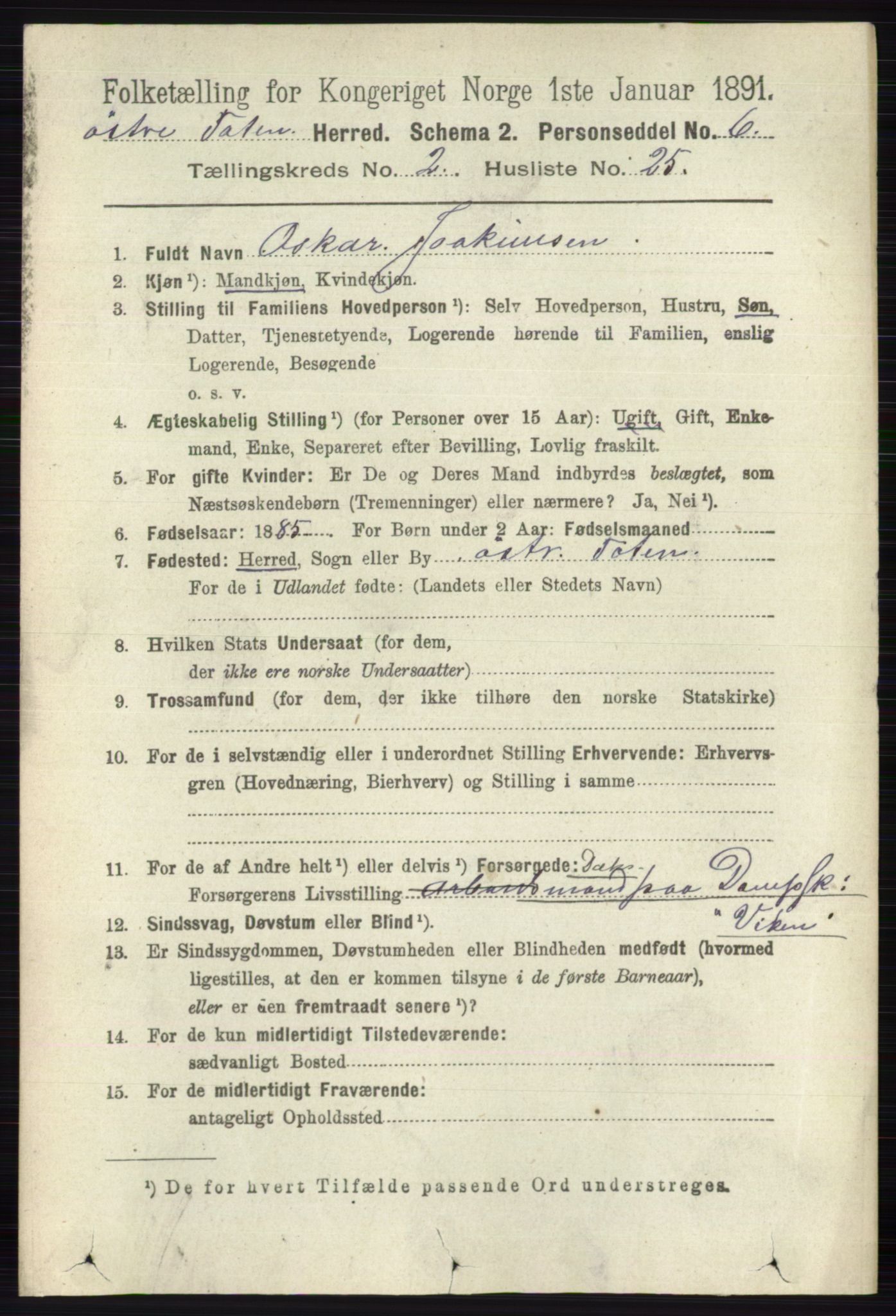 RA, 1891 census for 0528 Østre Toten, 1891, p. 918