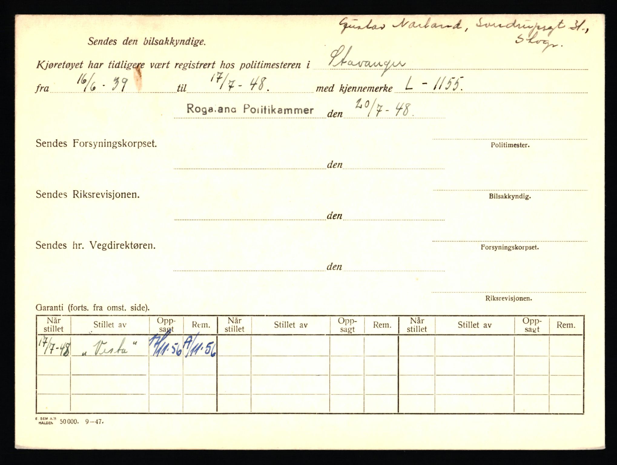 Stavanger trafikkstasjon, AV/SAST-A-101942/0/F/L0030: L-16300 - L-16999, 1930-1971, p. 984