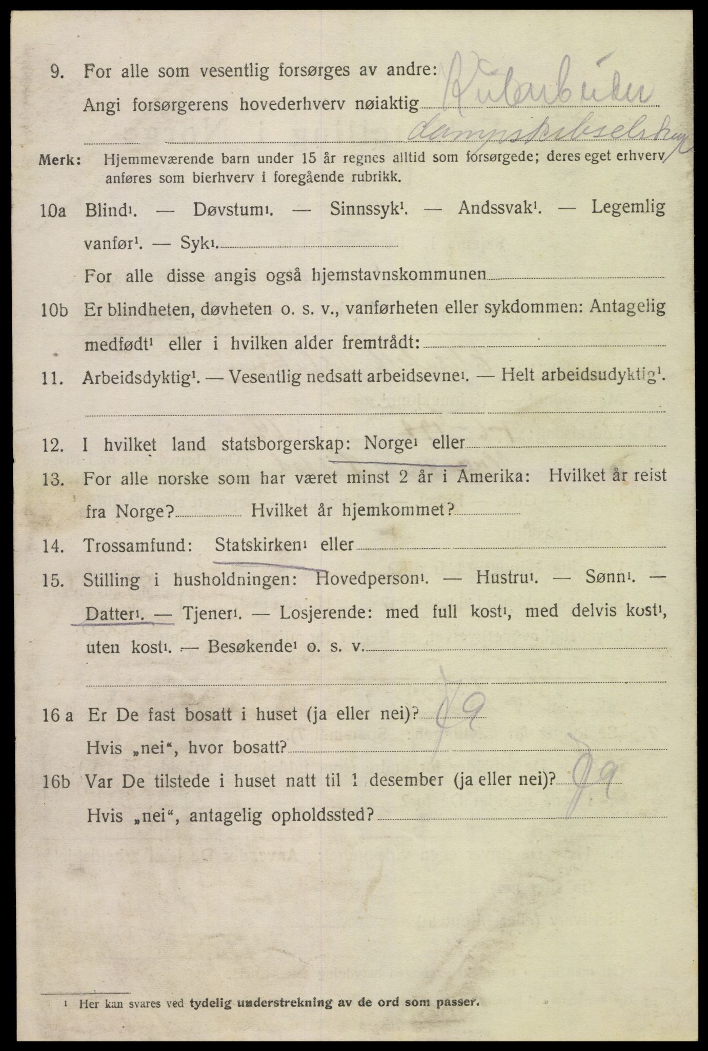 SAK, 1920 census for Øyestad, 1920, p. 8919