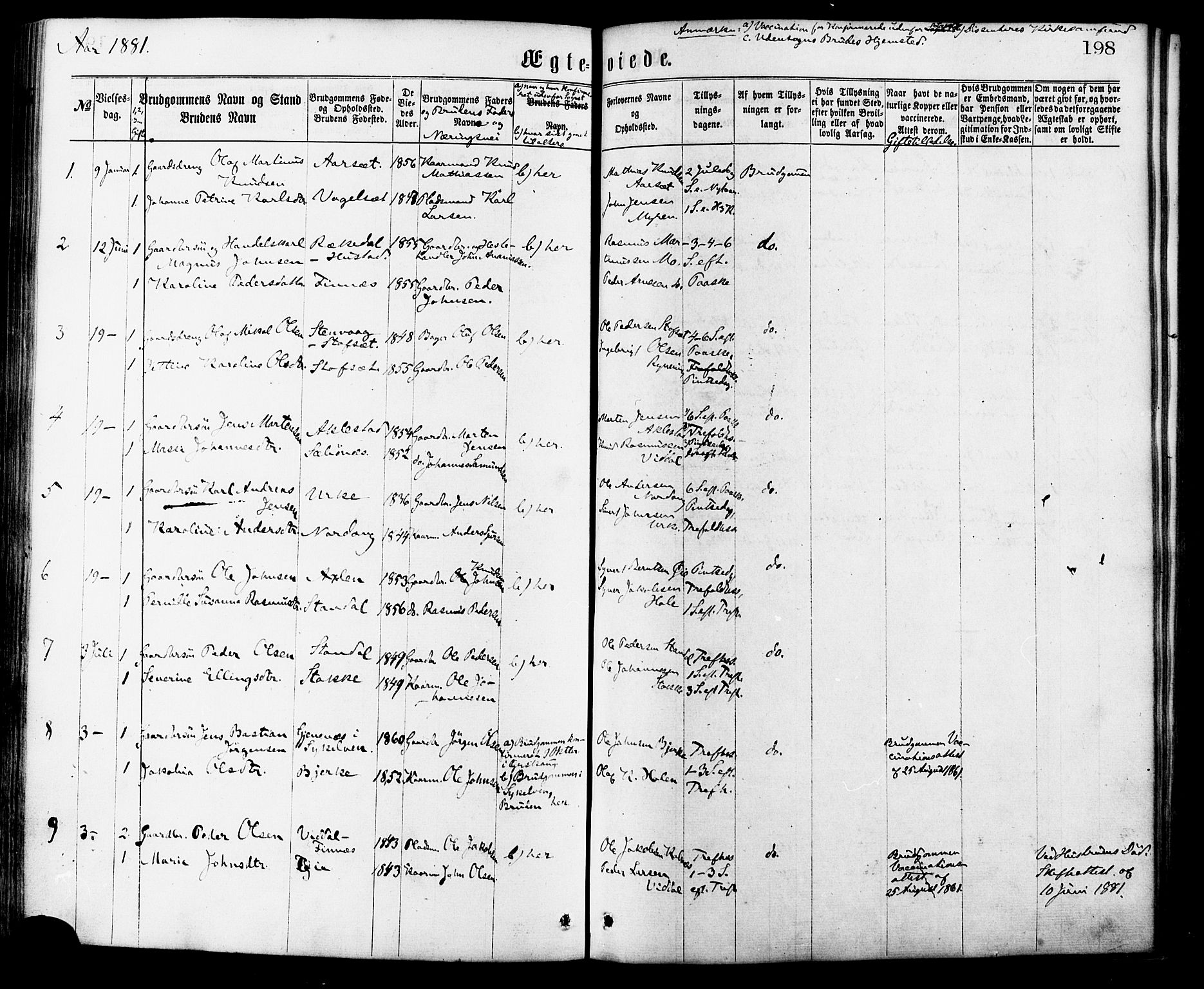 Ministerialprotokoller, klokkerbøker og fødselsregistre - Møre og Romsdal, SAT/A-1454/515/L0210: Parish register (official) no. 515A06, 1868-1885, p. 198