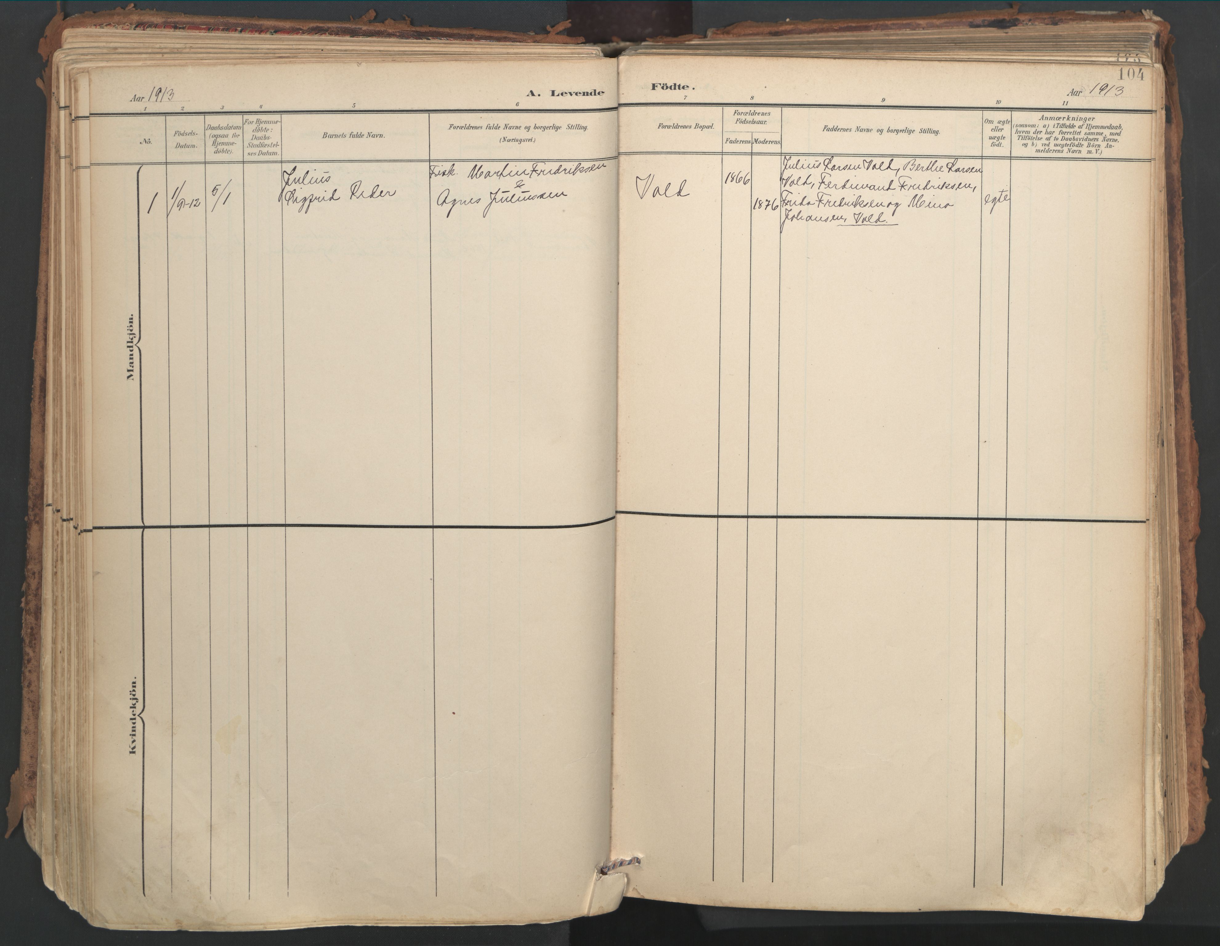 Ministerialprotokoller, klokkerbøker og fødselsregistre - Nordland, SAT/A-1459/882/L1180: Parish register (official) no. 882A02, 1897-1913, p. 104