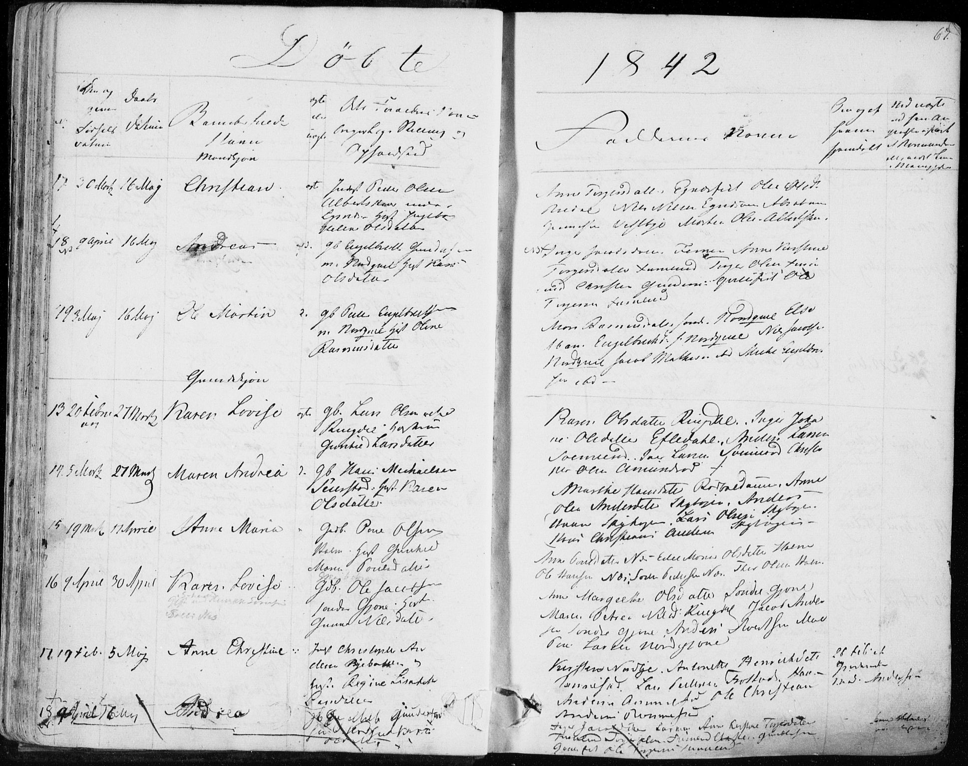 Hedrum kirkebøker, AV/SAKO-A-344/F/Fa/L0005: Parish register (official) no. I 5, 1835-1848, p. 67