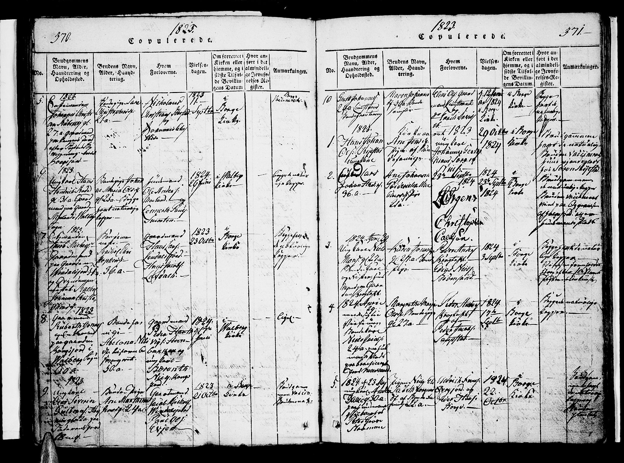 Ministerialprotokoller, klokkerbøker og fødselsregistre - Nordland, SAT/A-1459/880/L1130: Parish register (official) no. 880A04, 1821-1843, p. 370-371