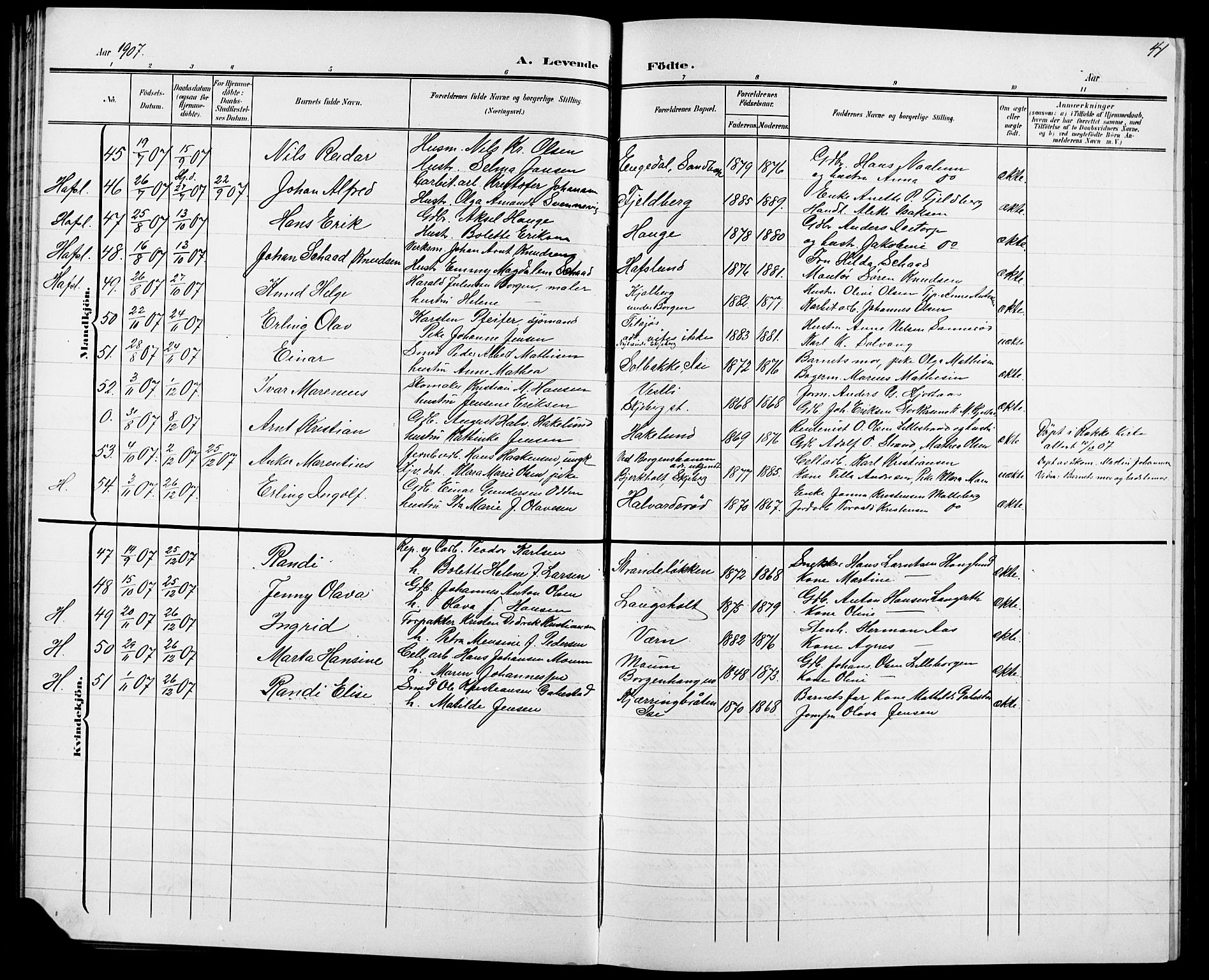 Skjeberg prestekontor Kirkebøker, SAO/A-10923/G/Ga/L0002: Parish register (copy) no. I 2, 1901-1924, p. 41