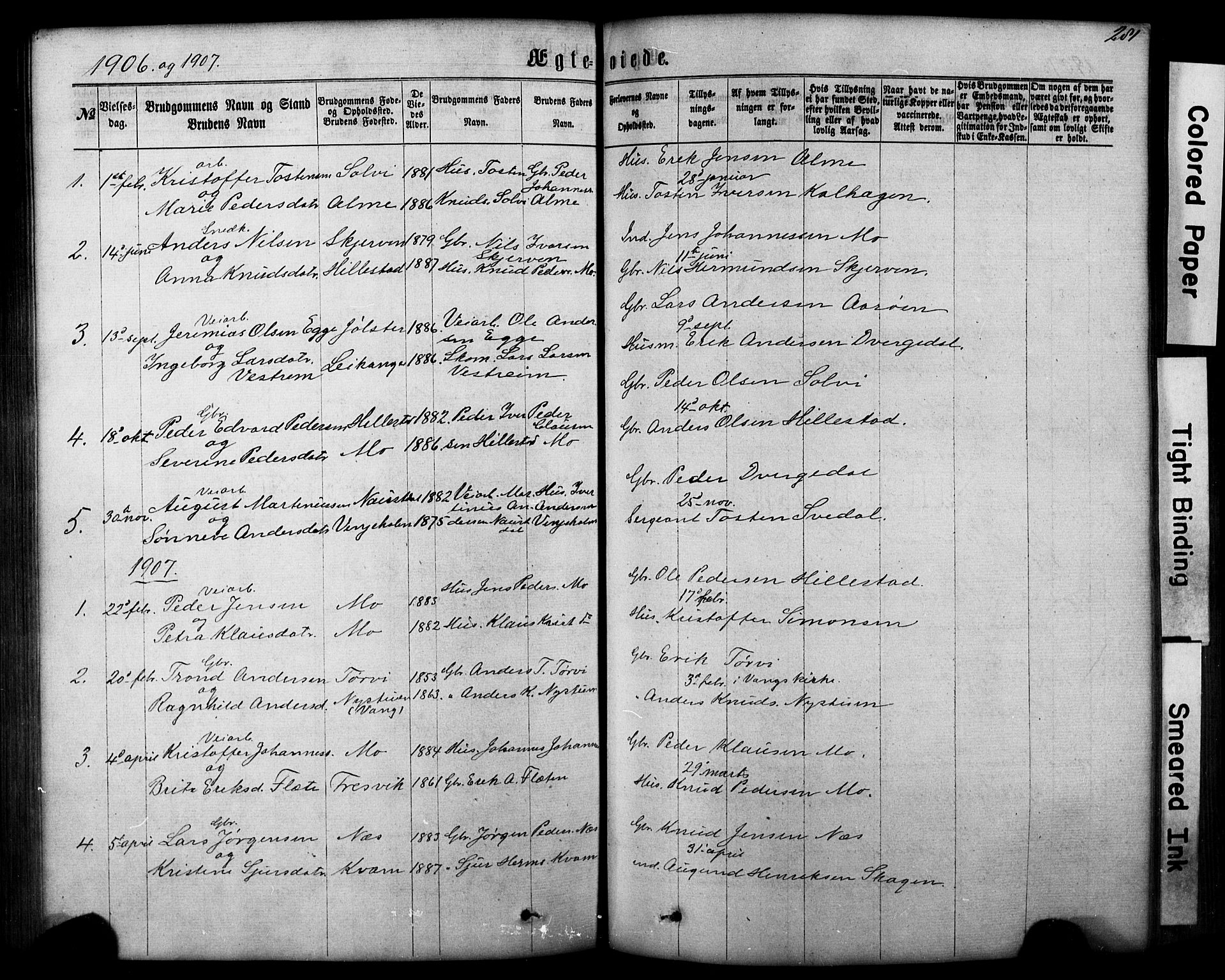 Hafslo sokneprestembete, SAB/A-80301/H/Hab/Haba/L0001: Parish register (copy) no. A 1, 1866-1908, p. 281