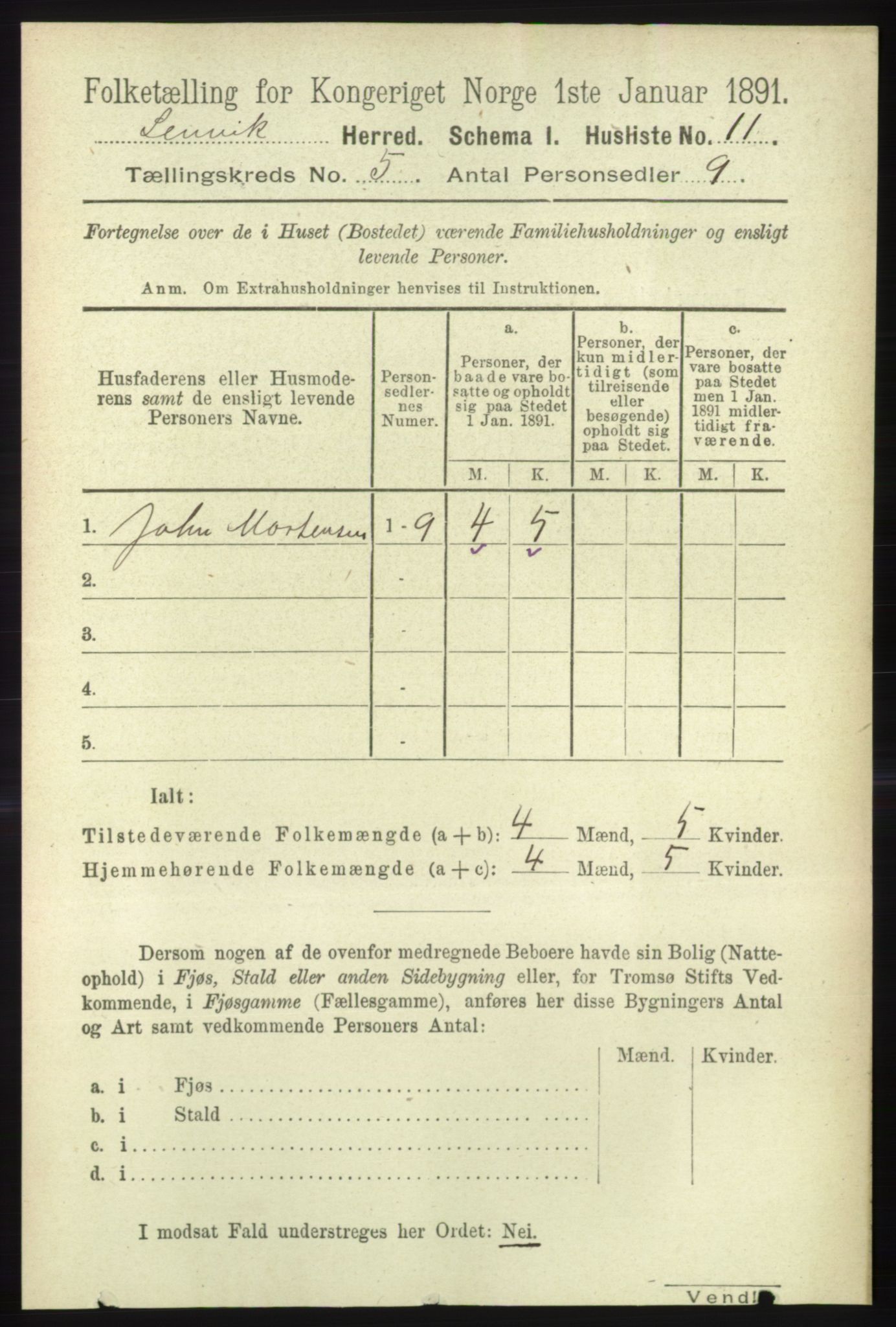 RA, 1891 census for 1931 Lenvik, 1891, p. 2470