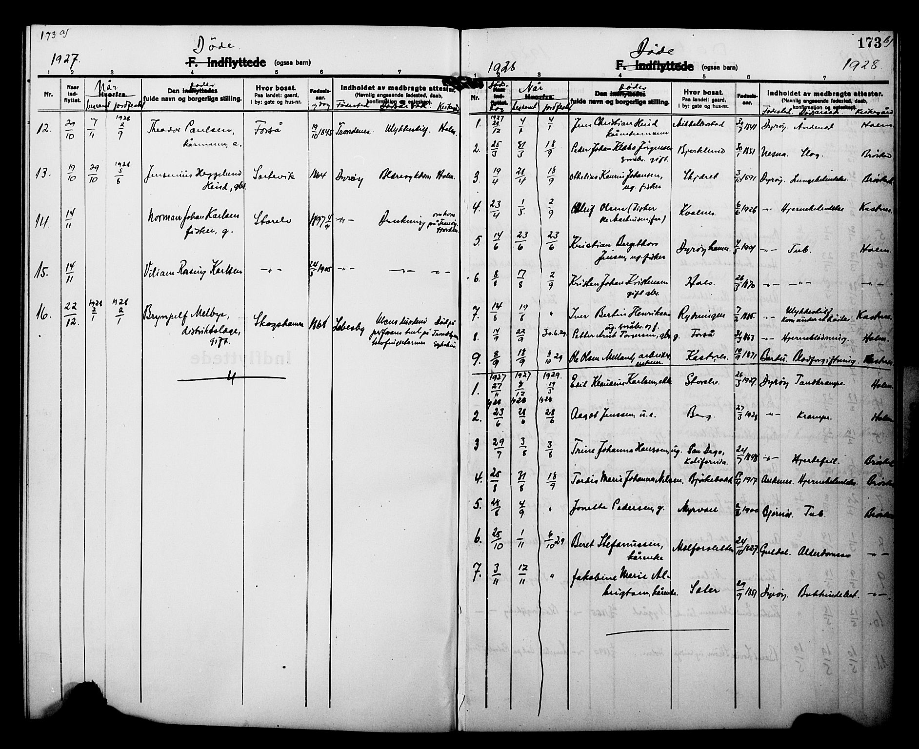 Tranøy sokneprestkontor, AV/SATØ-S-1313/I/Ia/Iab/L0015klokker: Parish register (copy) no. 15, 1918-1930, p. 173