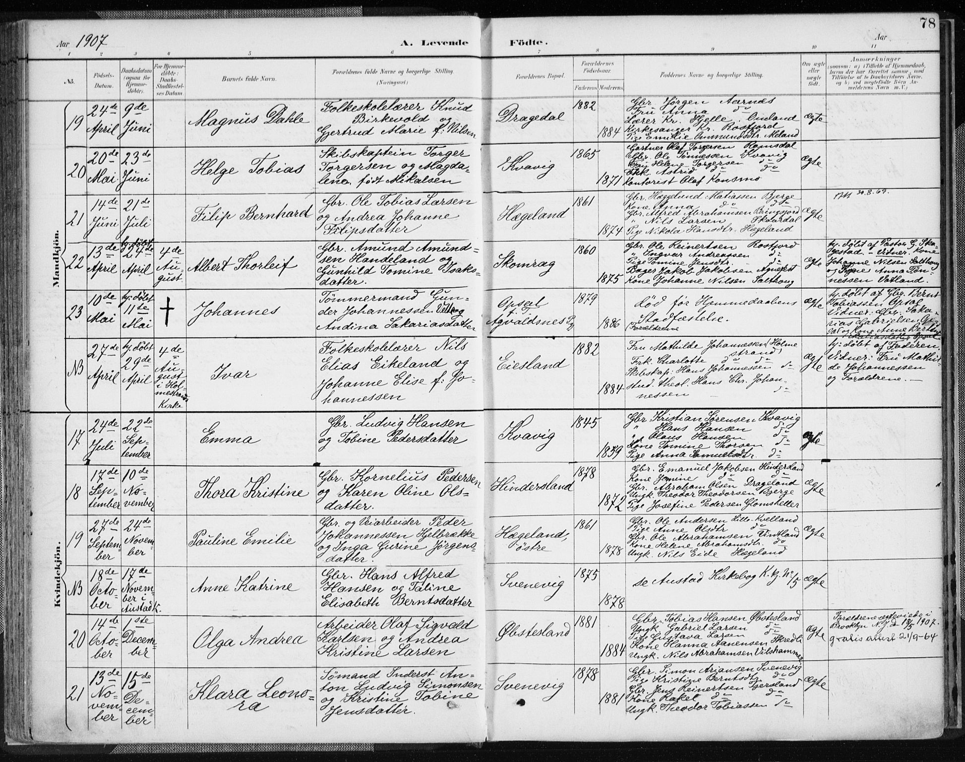 Lyngdal sokneprestkontor, AV/SAK-1111-0029/F/Fa/Fac/L0012: Parish register (official) no. A 12, 1894-1918, p. 78