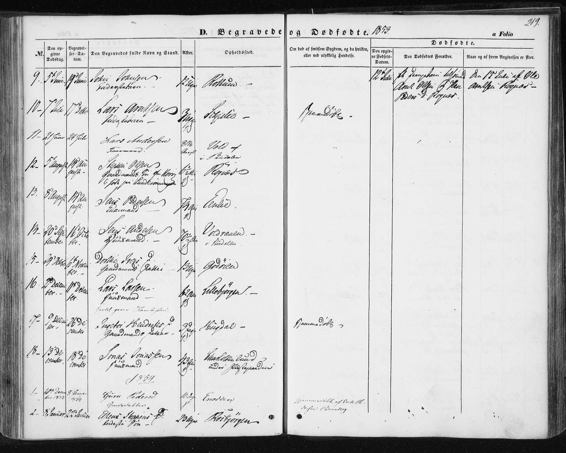 Ministerialprotokoller, klokkerbøker og fødselsregistre - Sør-Trøndelag, SAT/A-1456/687/L1000: Parish register (official) no. 687A06, 1848-1869, p. 219