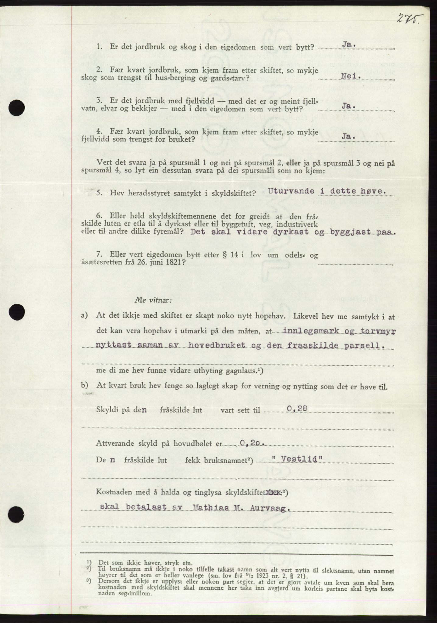 Søre Sunnmøre sorenskriveri, AV/SAT-A-4122/1/2/2C/L0071: Mortgage book no. 65, 1941-1941, Diary no: : 640/1941