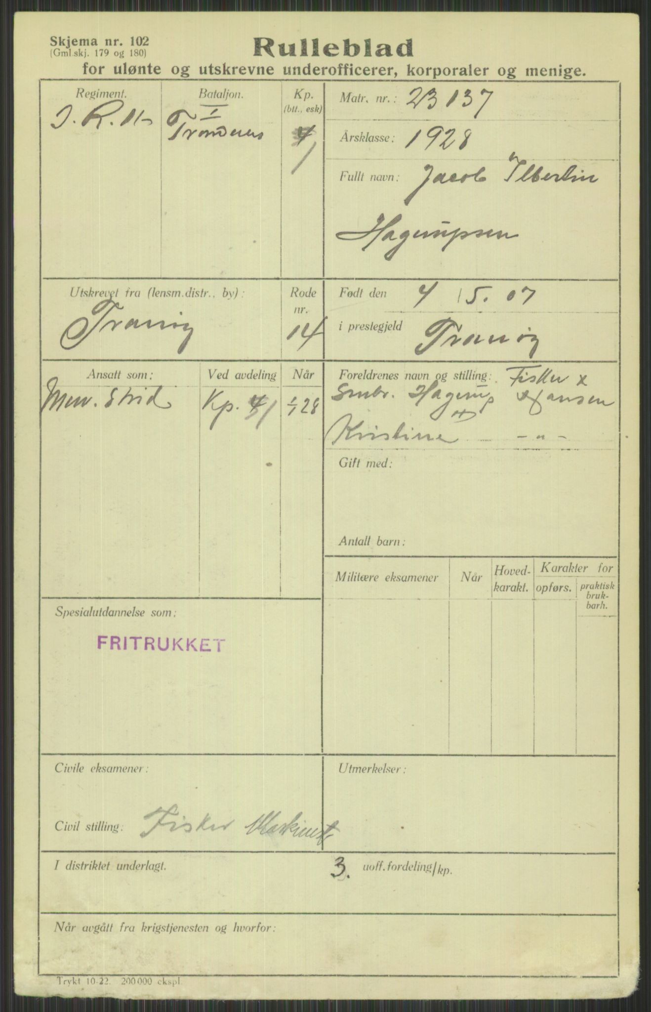 Forsvaret, Troms infanteriregiment nr. 16, AV/RA-RAFA-3146/P/Pa/L0013/0003: Rulleblad / Rulleblad for regimentets menige mannskaper, årsklasse 1928, 1928, p. 159