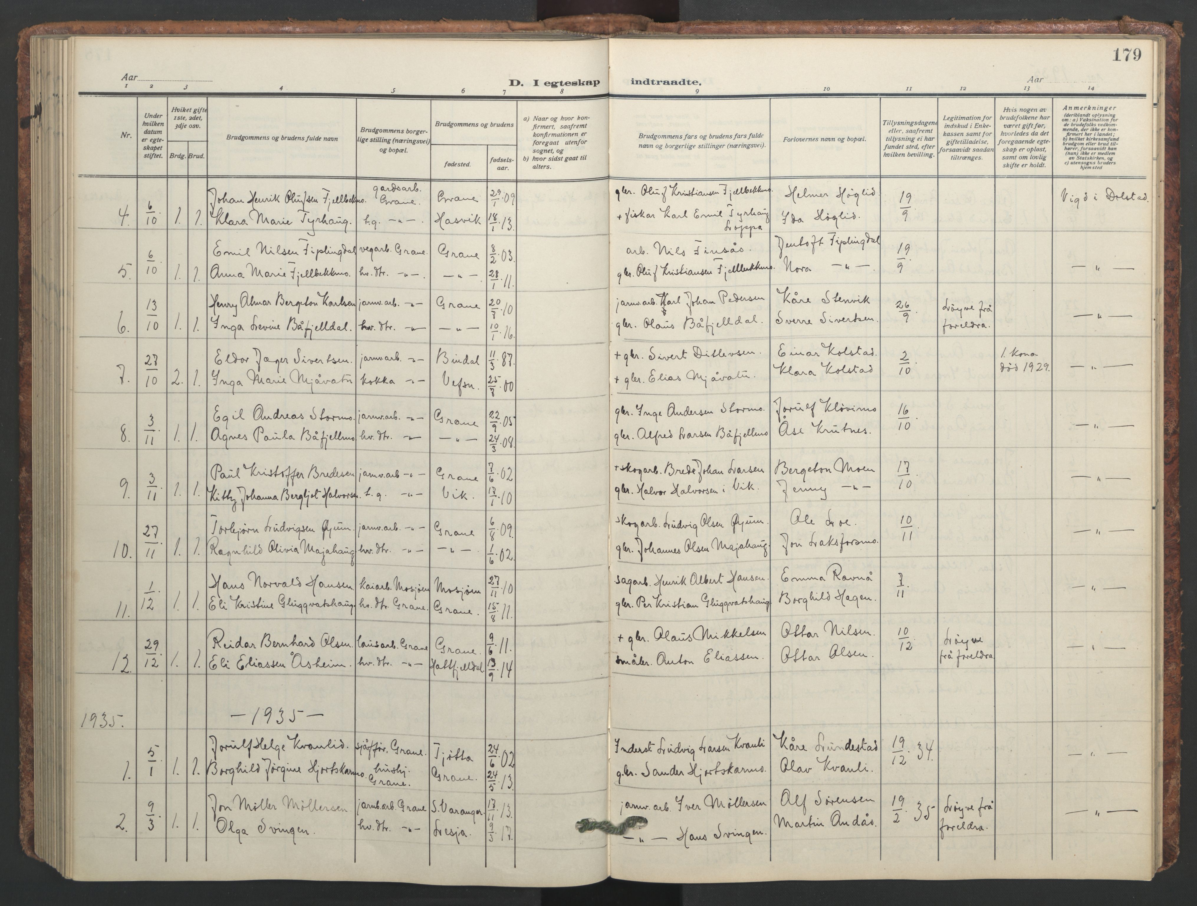 Ministerialprotokoller, klokkerbøker og fødselsregistre - Nordland, AV/SAT-A-1459/824/L0341: Parish register (copy) no. 824C01, 1916-1957, p. 179