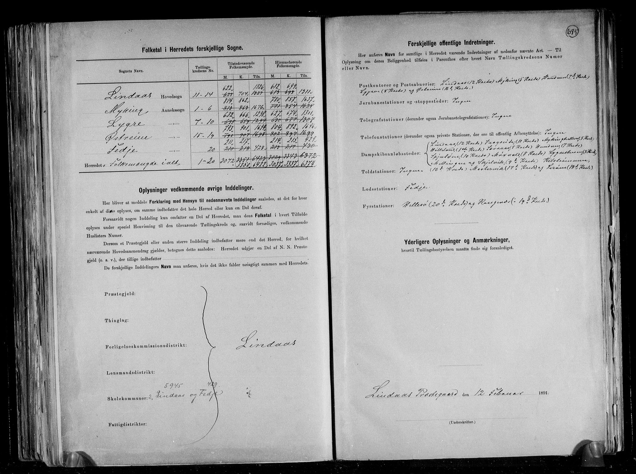 RA, 1891 census for 1263 Lindås, 1891, p. 3