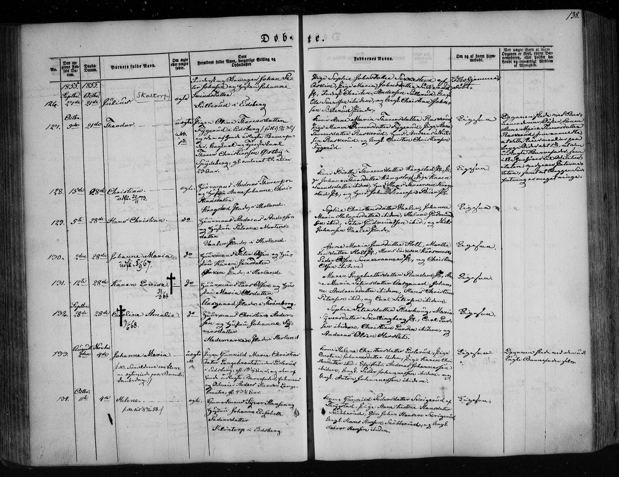 Eidsberg prestekontor Kirkebøker, AV/SAO-A-10905/F/Fa/L0009: Parish register (official) no. I 9, 1849-1856, p. 138