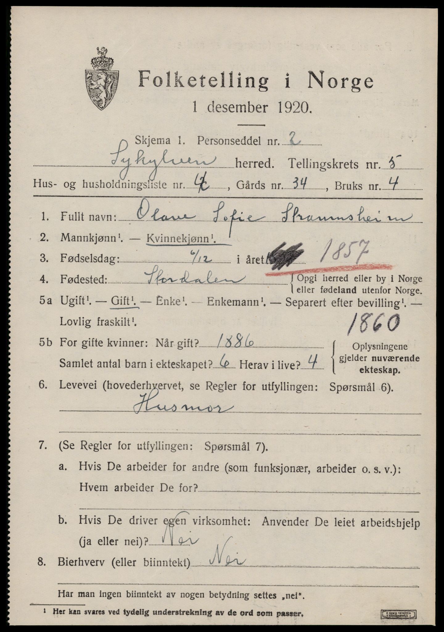 SAT, 1920 census for Sykkylven, 1920, p. 3239