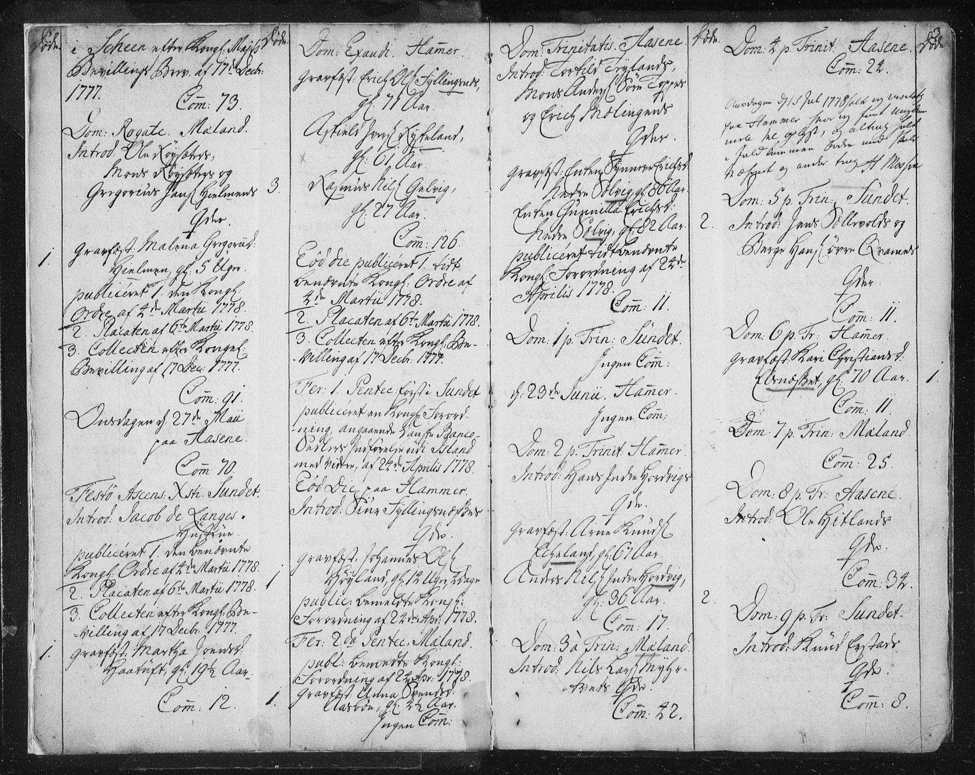 Hamre sokneprestembete, SAB/A-75501/H/Ha/Haa/Haaa/L0008: Parish register (official) no. A 8, 1778-1804, p. 3