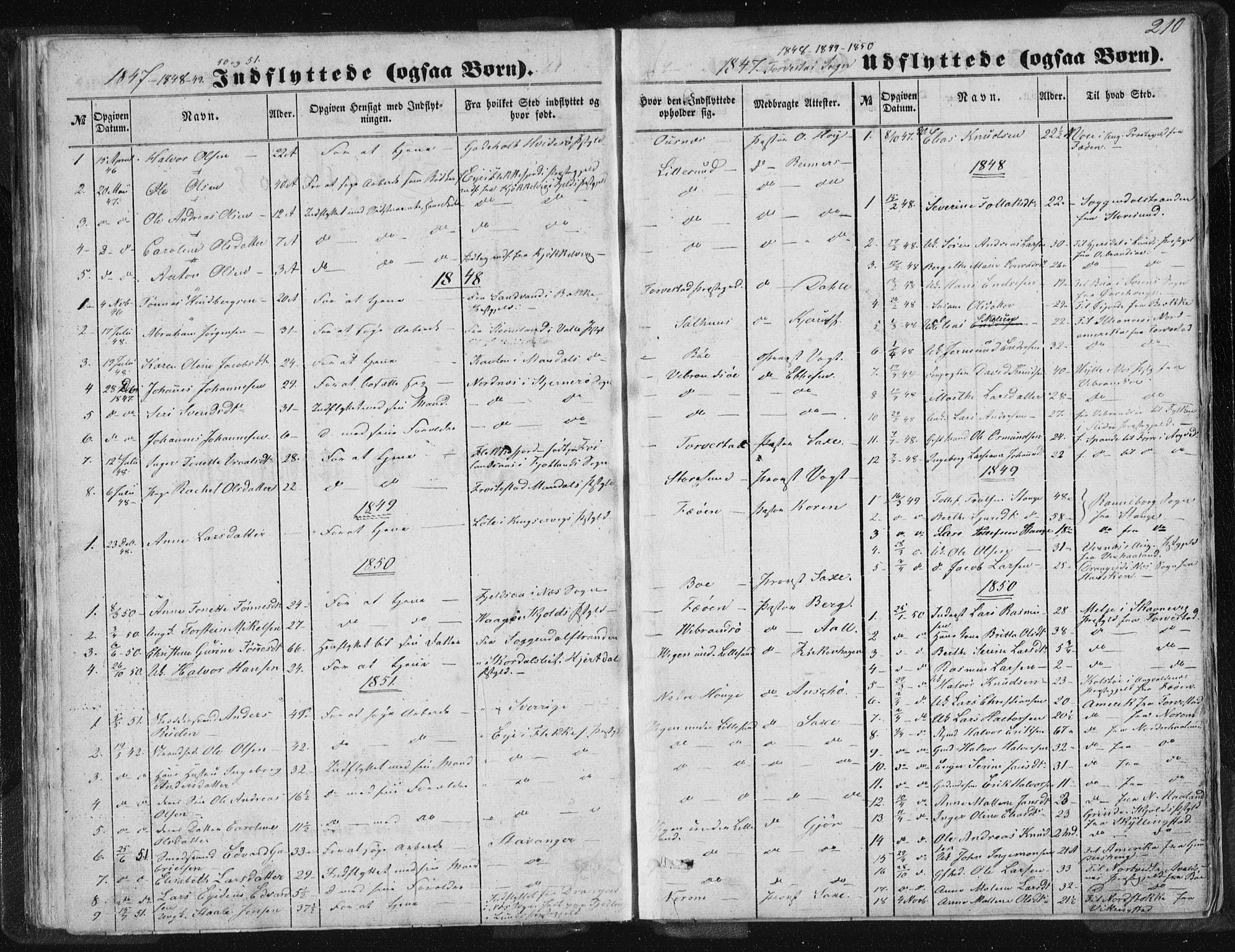 Torvastad sokneprestkontor, AV/SAST-A -101857/H/Ha/Haa/L0008: Parish register (official) no. A 8, 1847-1856, p. 210