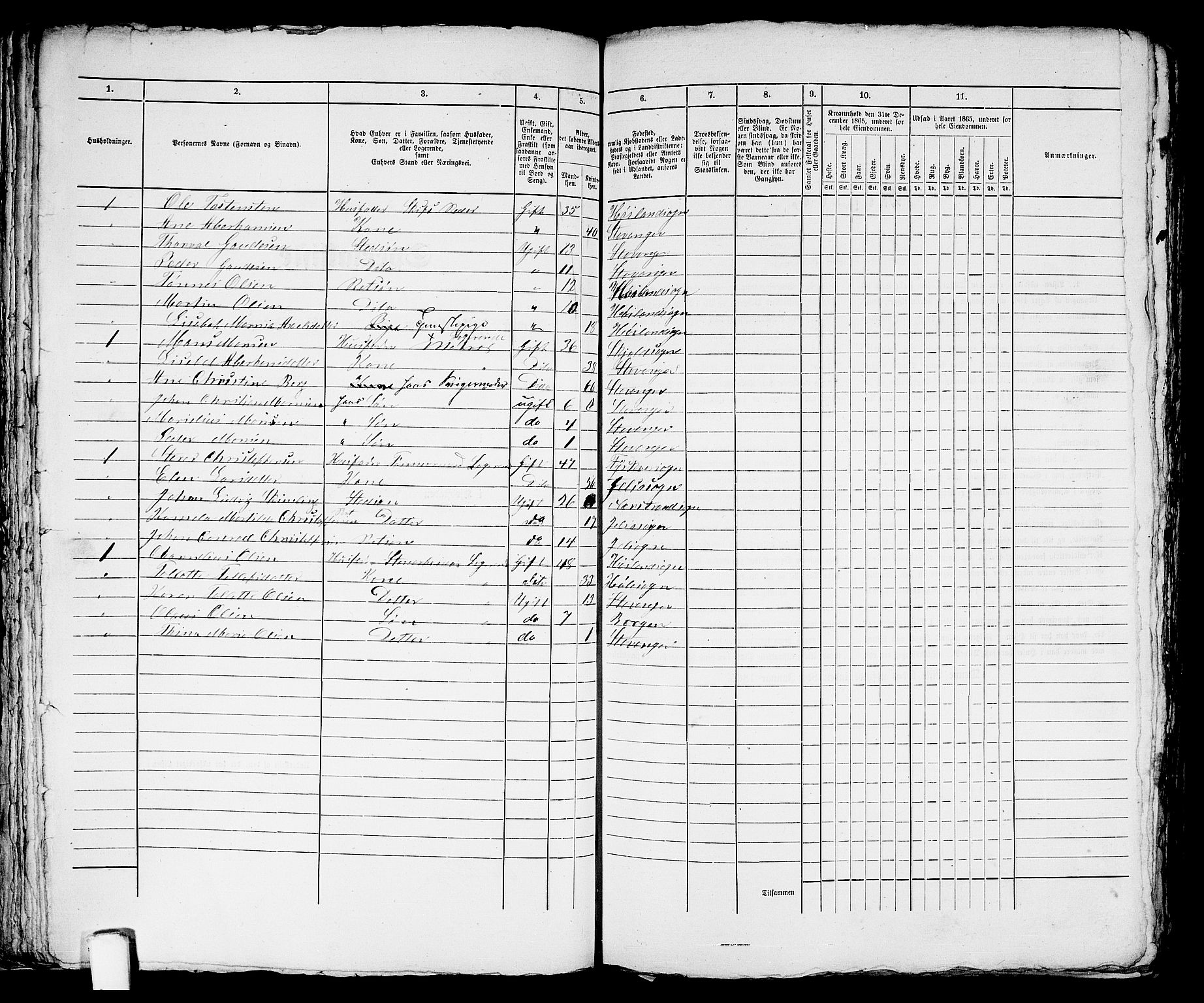 RA, 1865 census for Stavanger, 1865, p. 1642