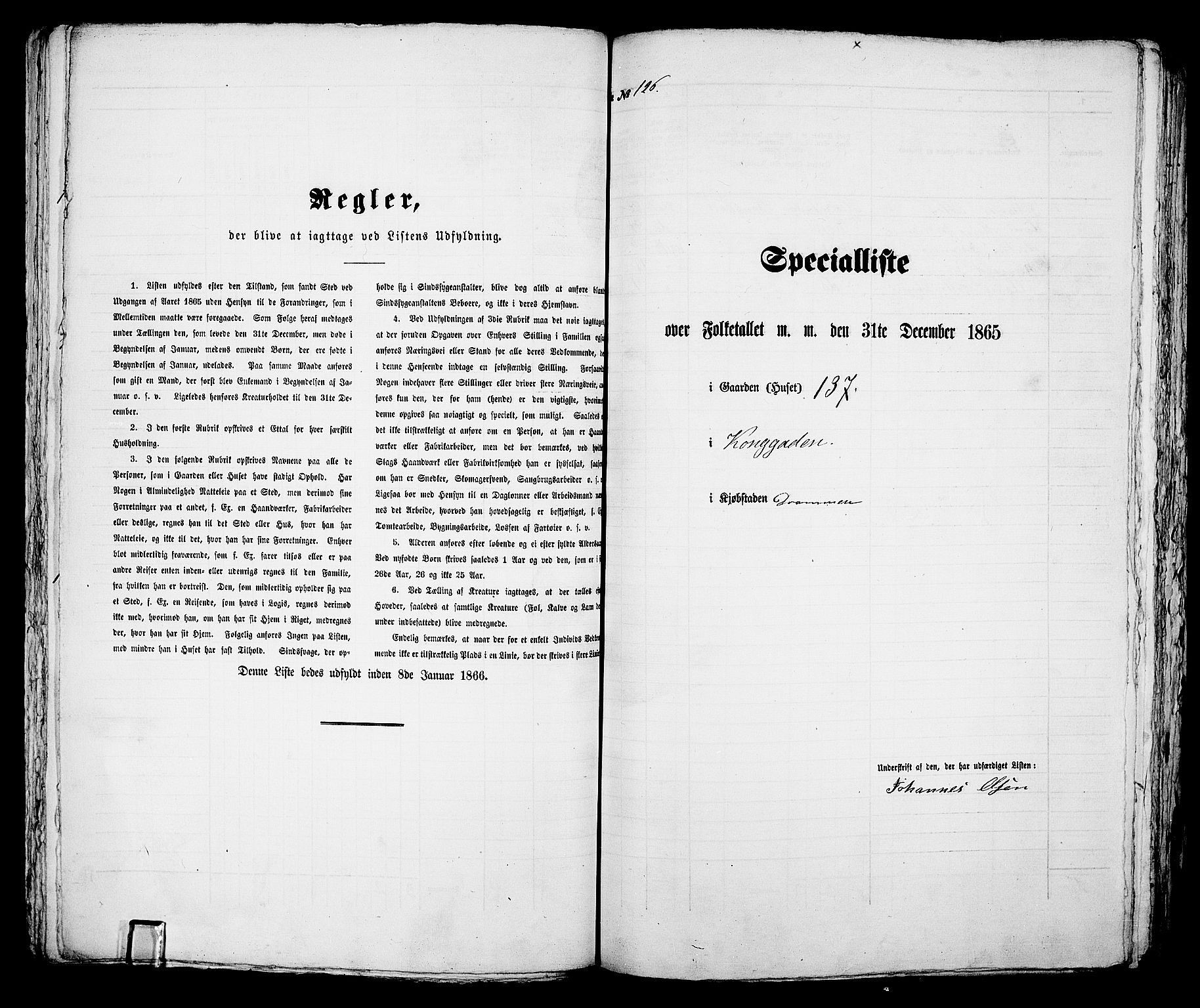 RA, 1865 census for Bragernes in Drammen, 1865, p. 271