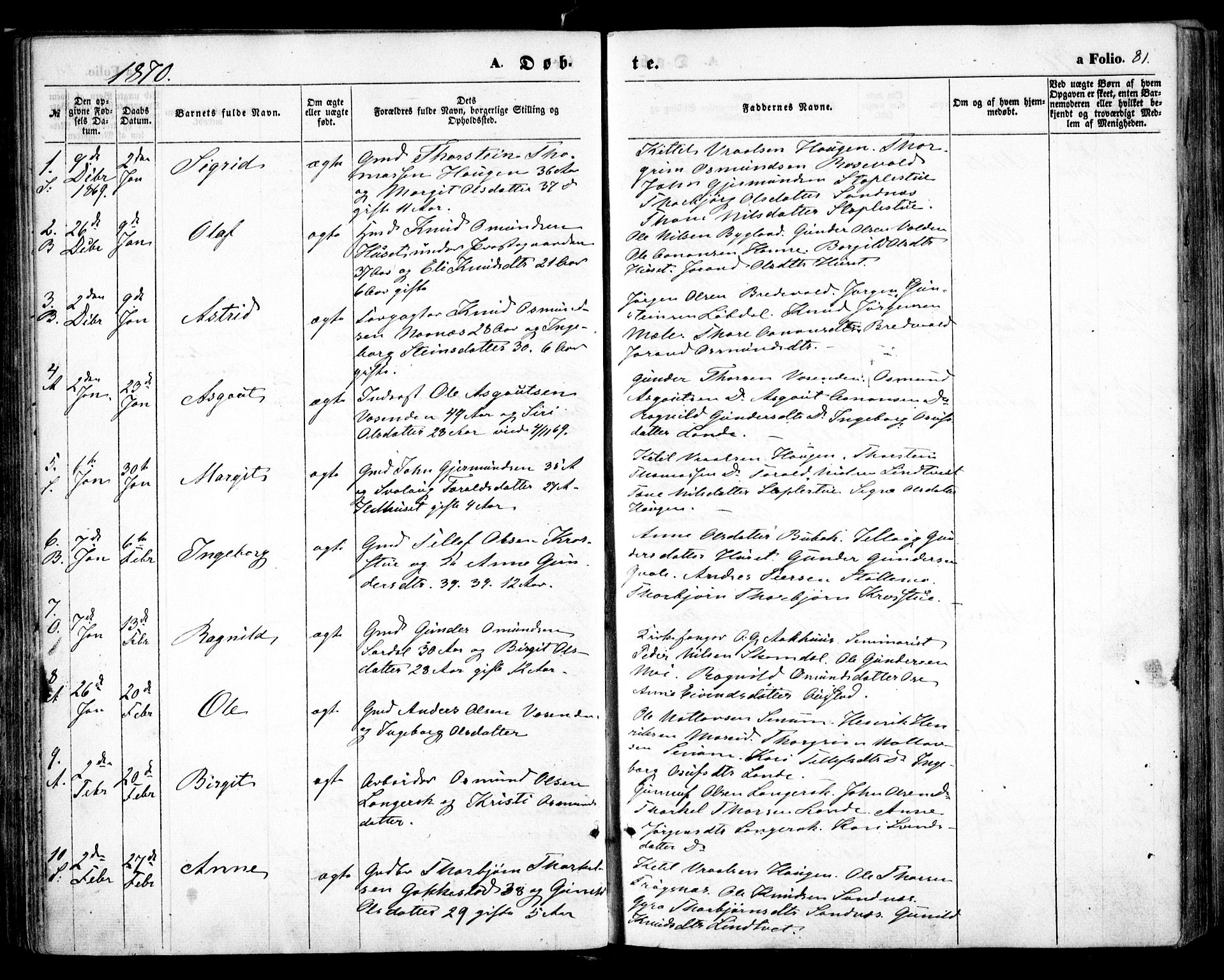 Bygland sokneprestkontor, SAK/1111-0006/F/Fa/Fab/L0005: Parish register (official) no. A 5, 1859-1873, p. 81