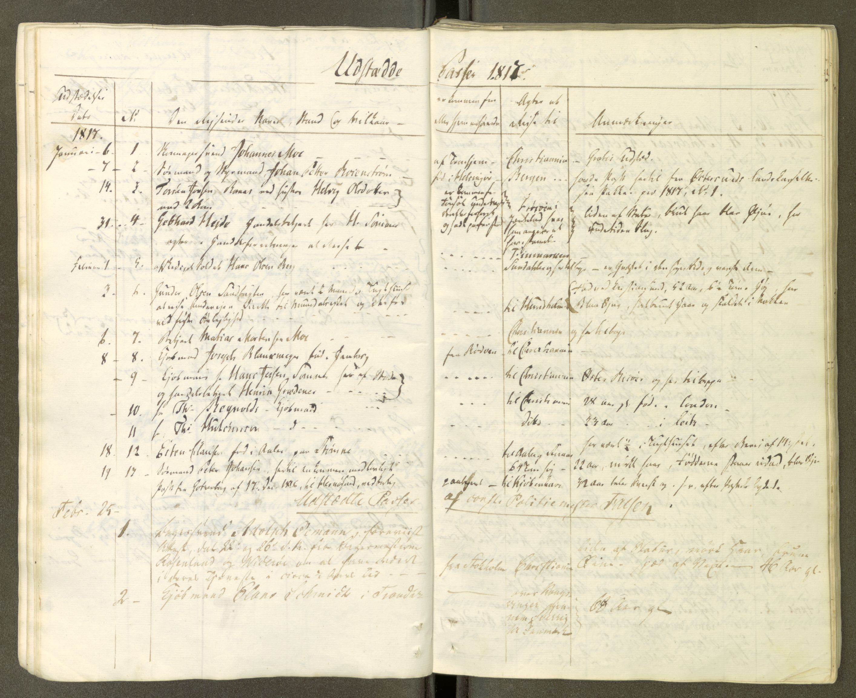 Trondheim politikammer, AV/SAT-A-1887/1/30/L0001: Passprotokoll. Første del:utstedtete pass. Andre del :innleverte/fornyede, 1806-1818