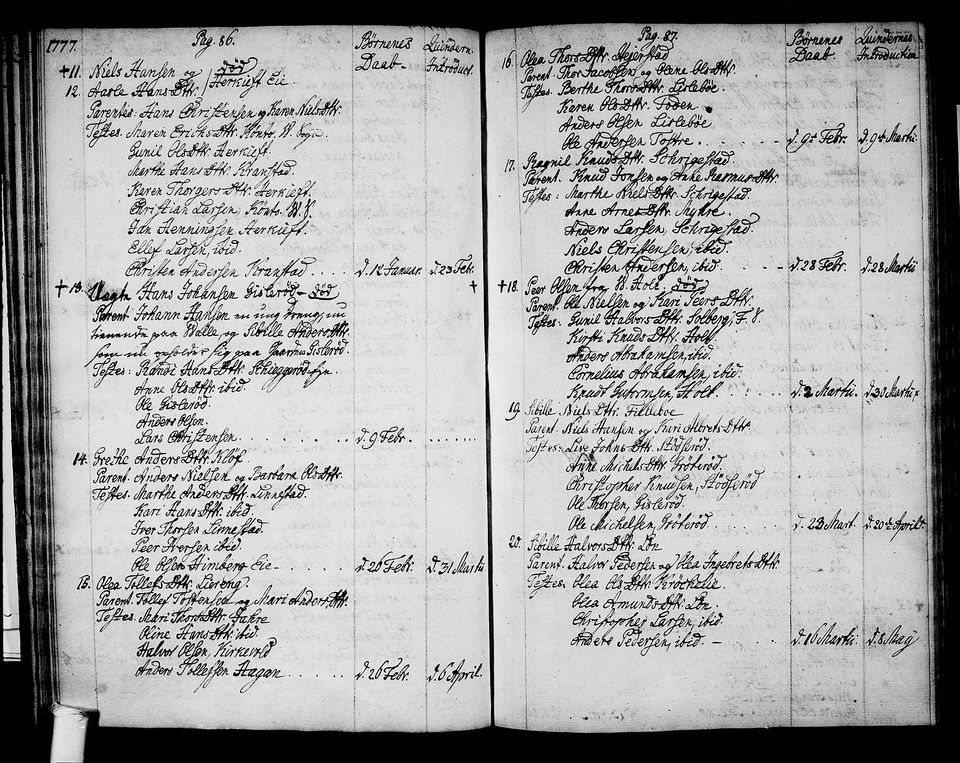 Ramnes kirkebøker, AV/SAKO-A-314/F/Fa/L0002: Parish register (official) no. I 2, 1773-1790, p. 86-87