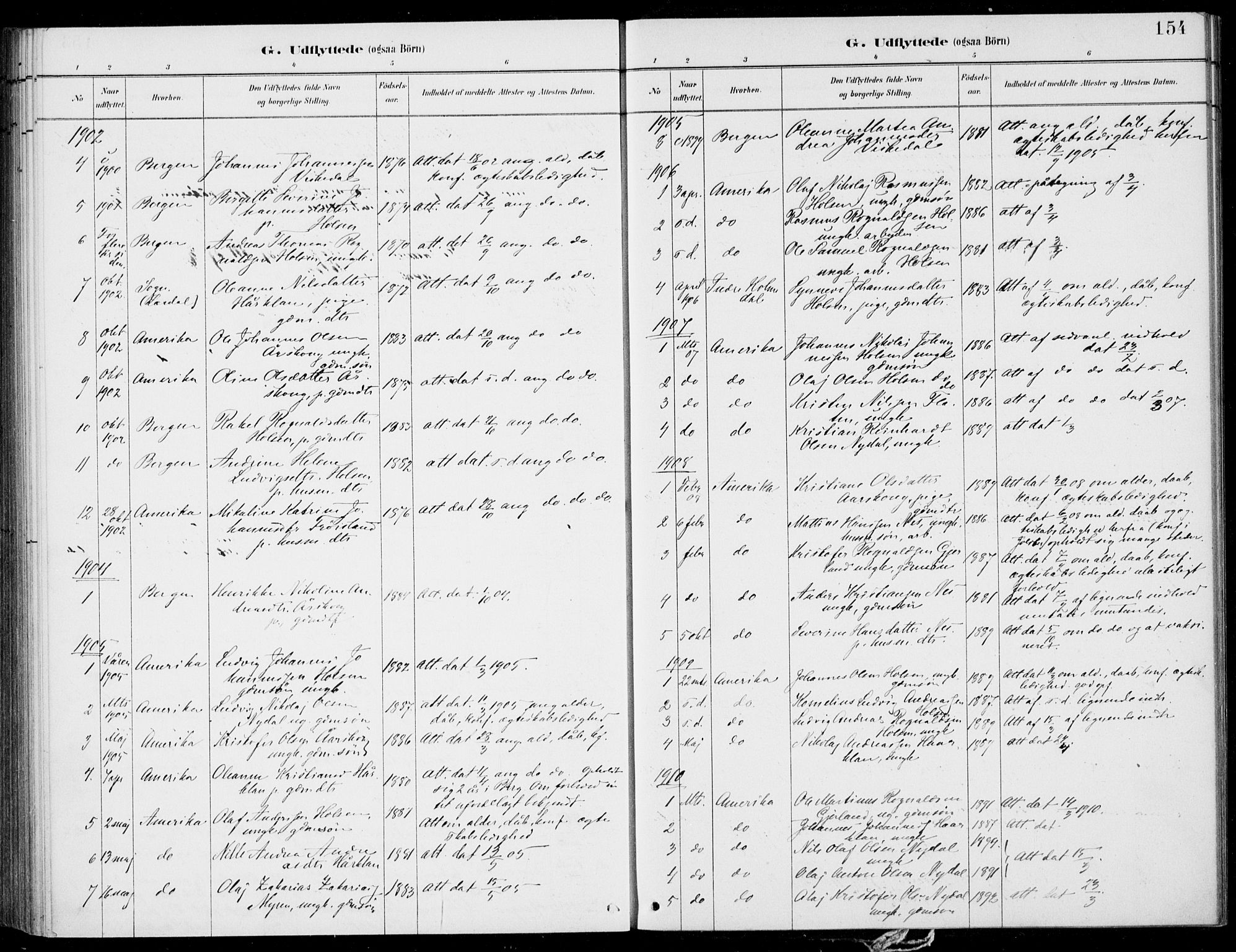 Førde sokneprestembete, SAB/A-79901/H/Haa/Haac/L0001: Parish register (official) no. C  1, 1881-1920, p. 154