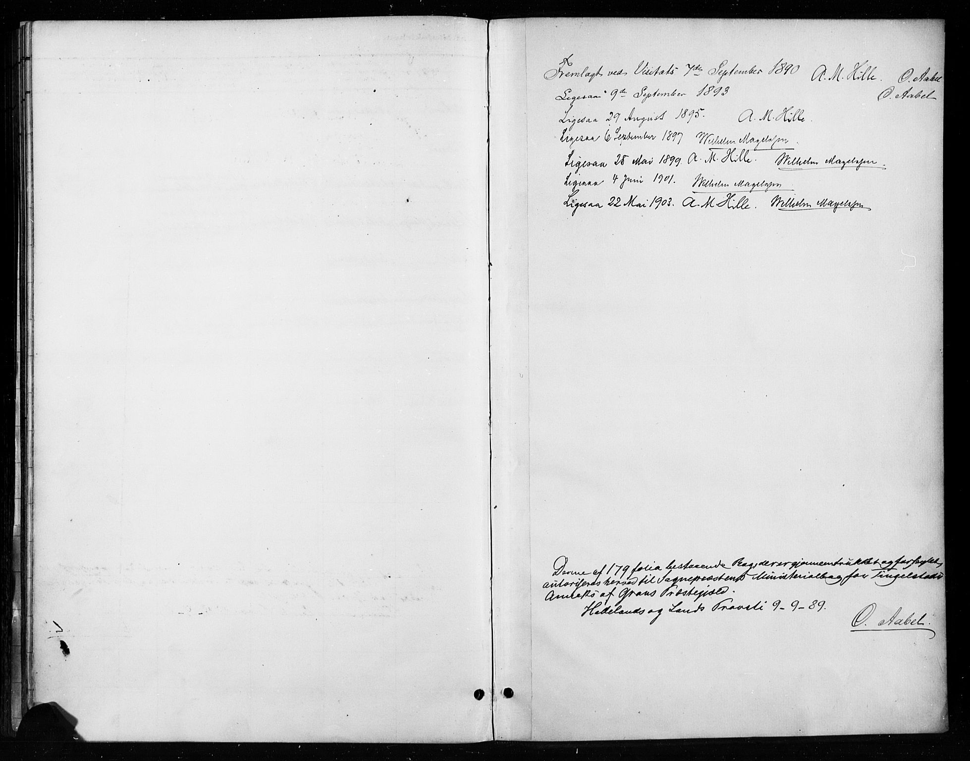 Gran prestekontor, SAH/PREST-112/H/Ha/Haa/L0018: Parish register (official) no. 18, 1889-1899